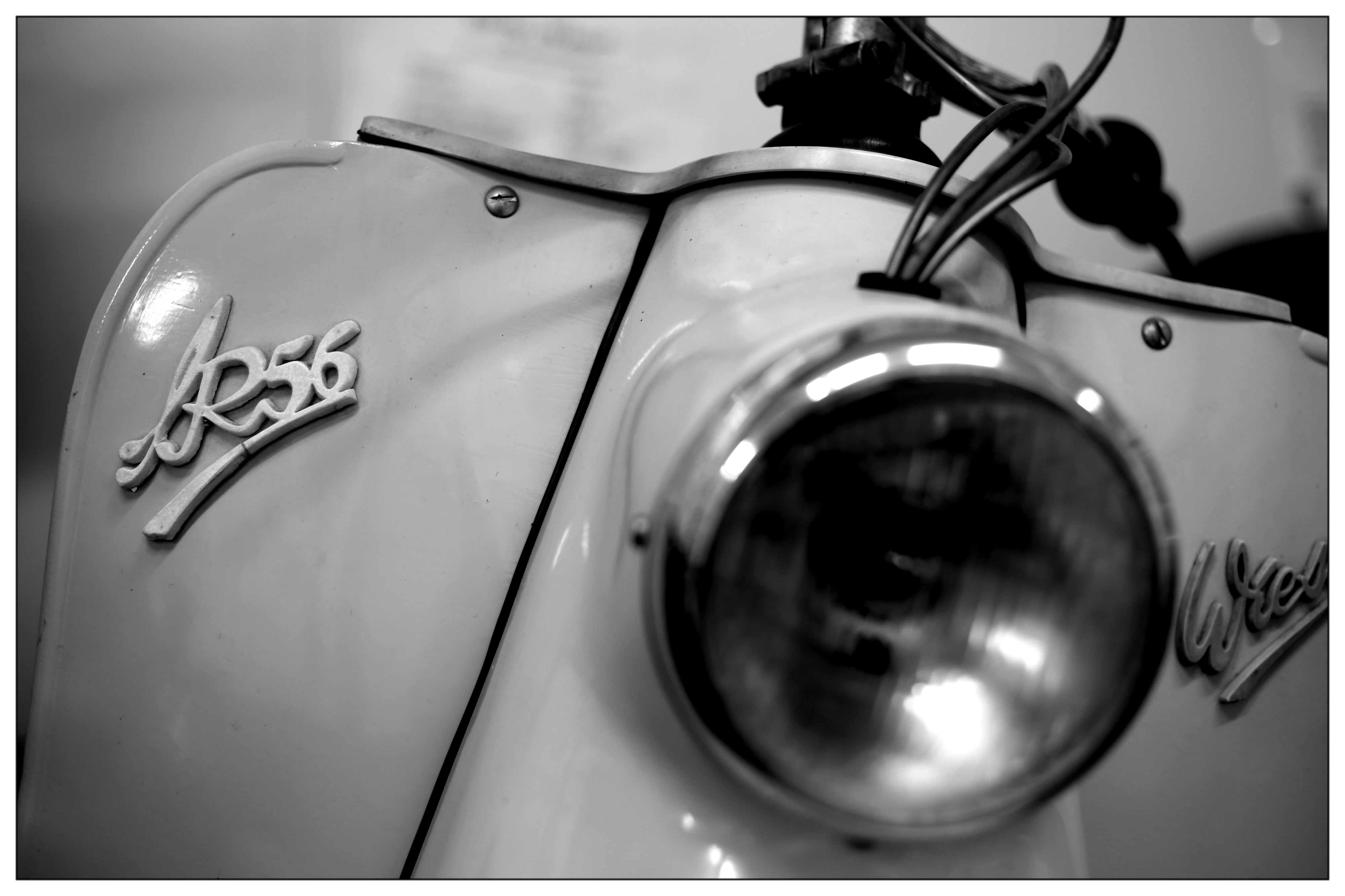 retro styled, reflection, drive, land vehicle, motor vehicle, two wheeled vehicle, mode of transportation, antique, close-up, focus on foreground, vintage car, HD Wallpaper