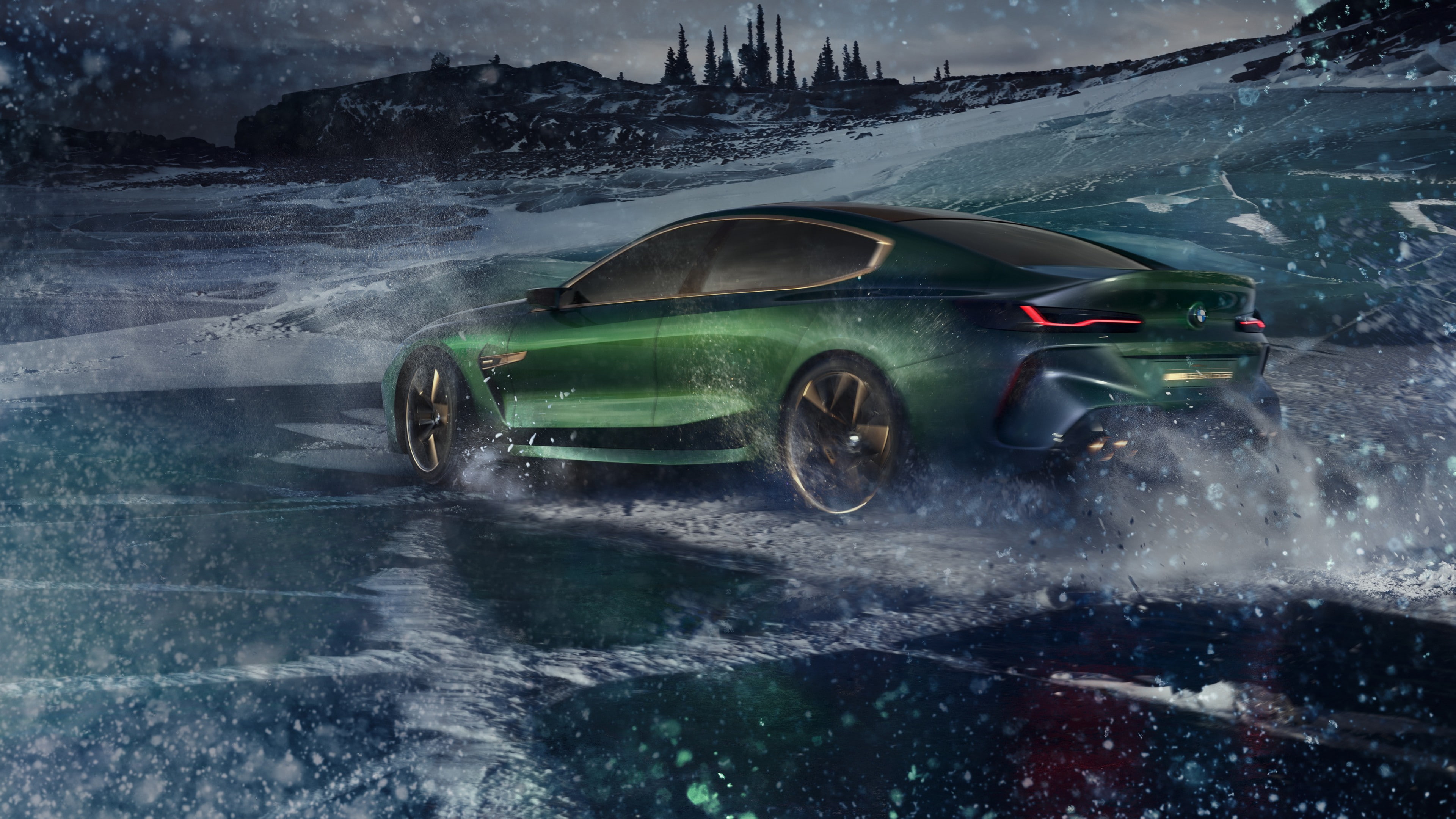 green, 4k, Geneva Motor Show 2018, 4K, sedan, BMV M8 Gran Coupe, HD Wallpaper