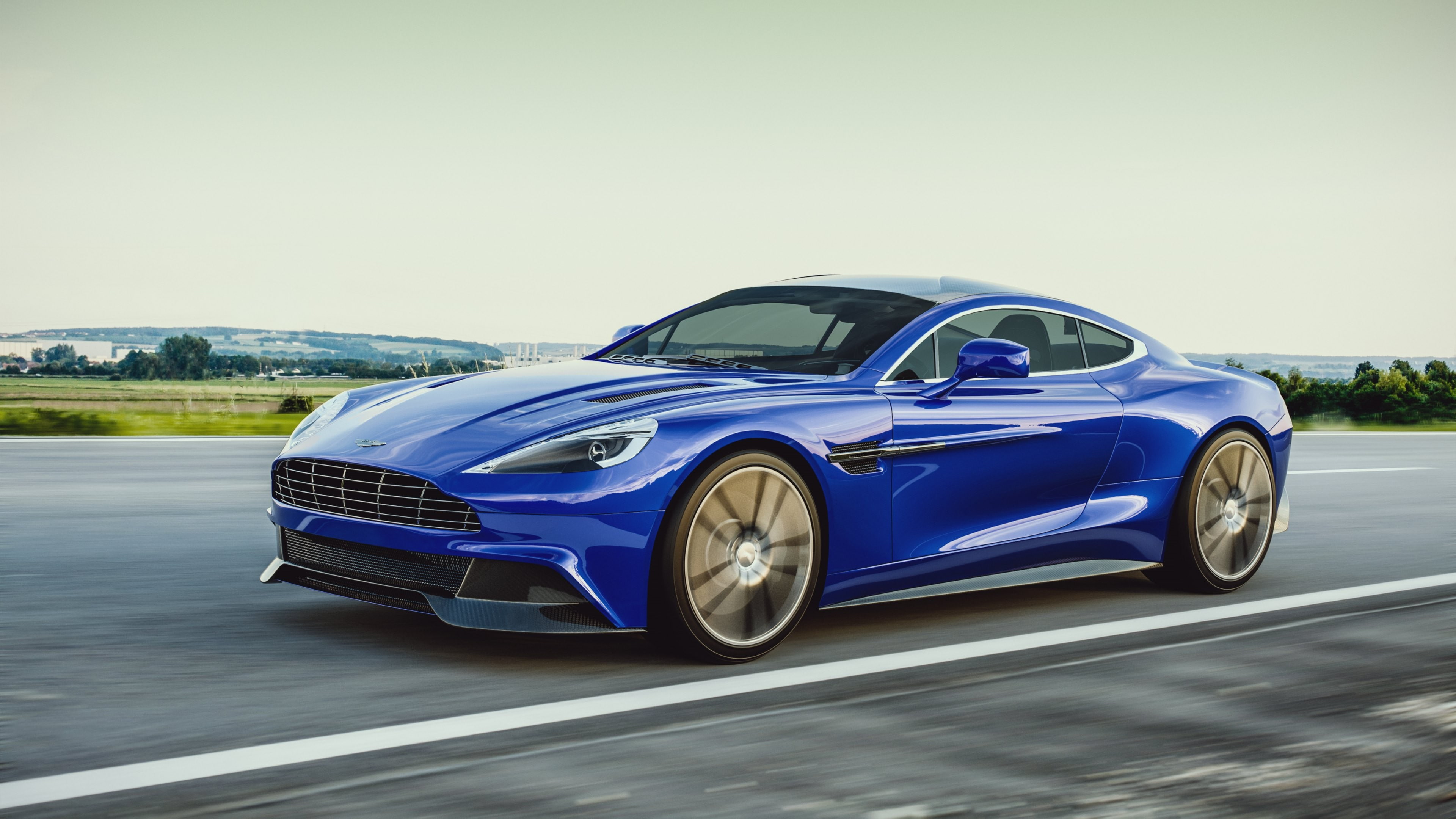 blue cars, Aston Martin, car, Aston Martin Vanquish, 4K, HD Wallpaper