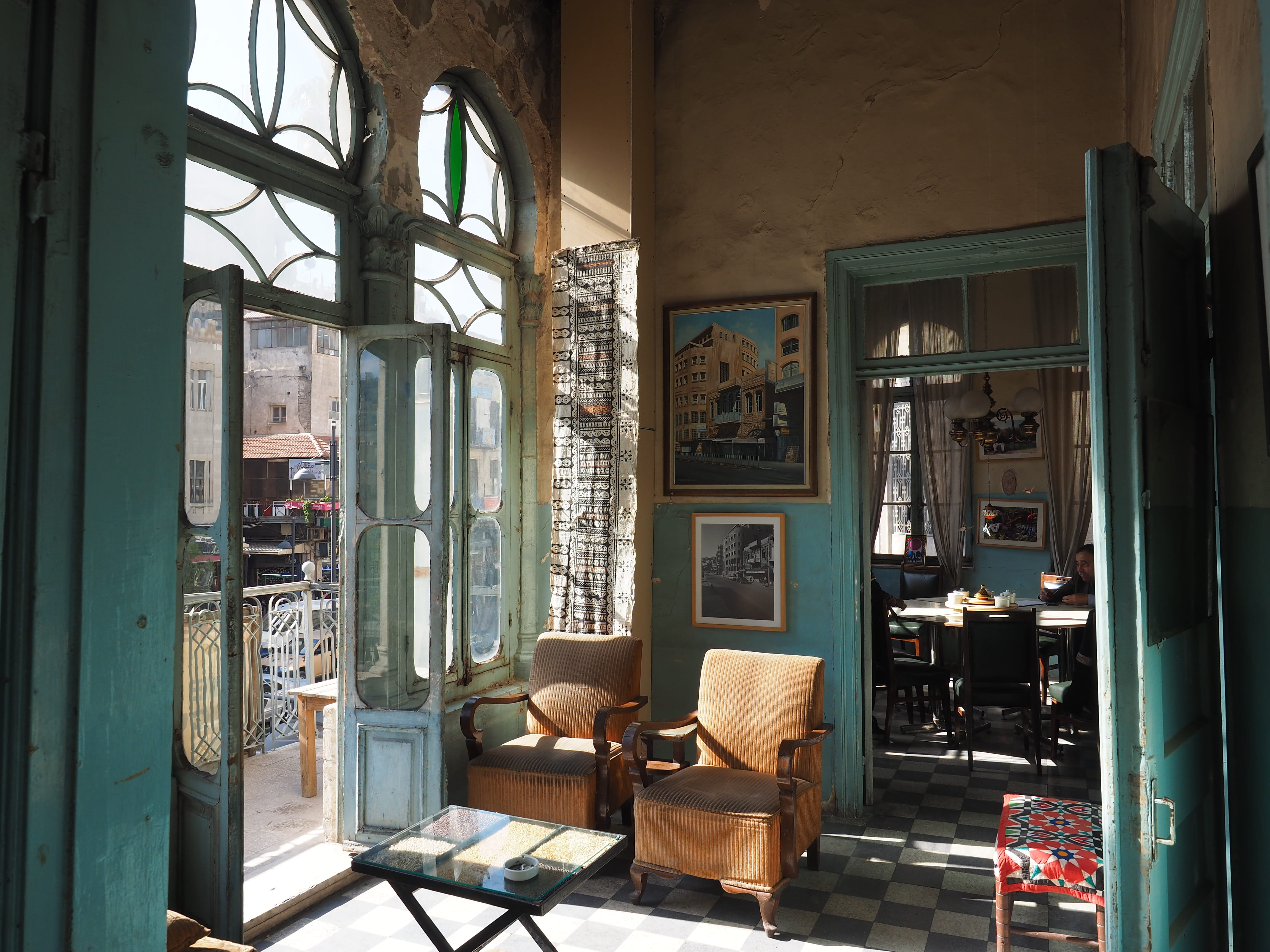 chair, house, interior, no people, indoors, jordan, the dukes diwan, 4K, entrance, amman, table, empty, open, colorful, vintage, old, window, building, HD Wallpaper