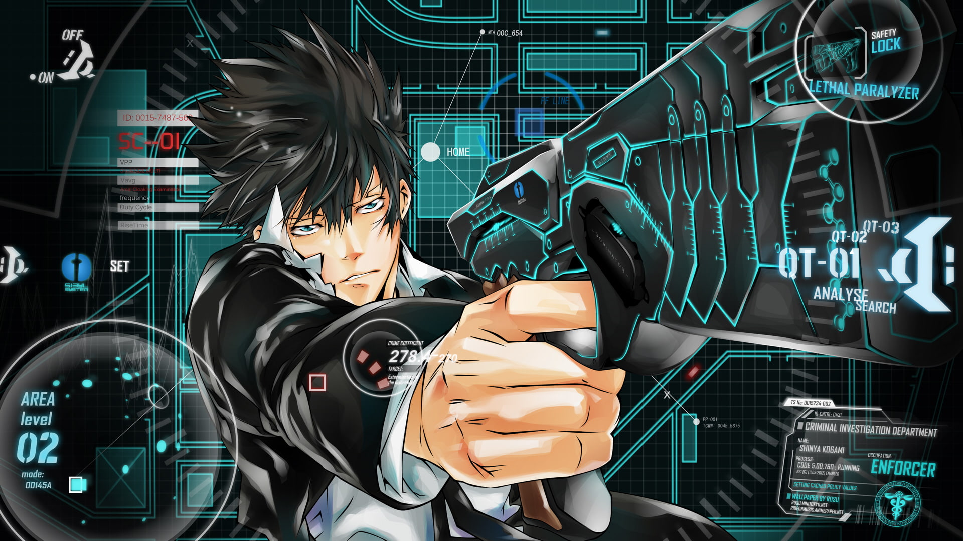 weapons, 1080P, Dominator, psycho-pass, kogami Shinya, psychoport, look, HD Wallpaper
