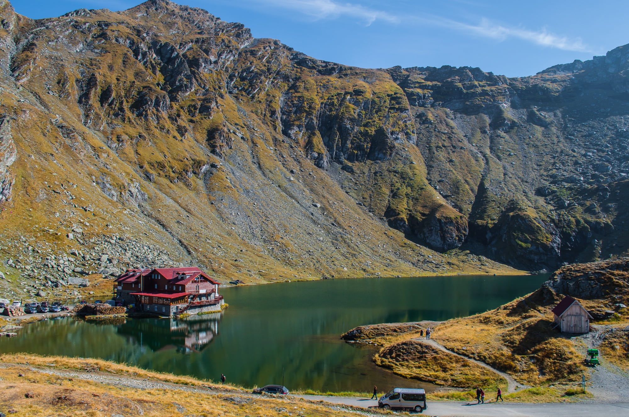 non-urban scene, water, rock formation, mountain range, 1080P, peak, tranquility, rock, environment, lake, landscape, scenics - nature, transfagarasan, HD Wallpaper