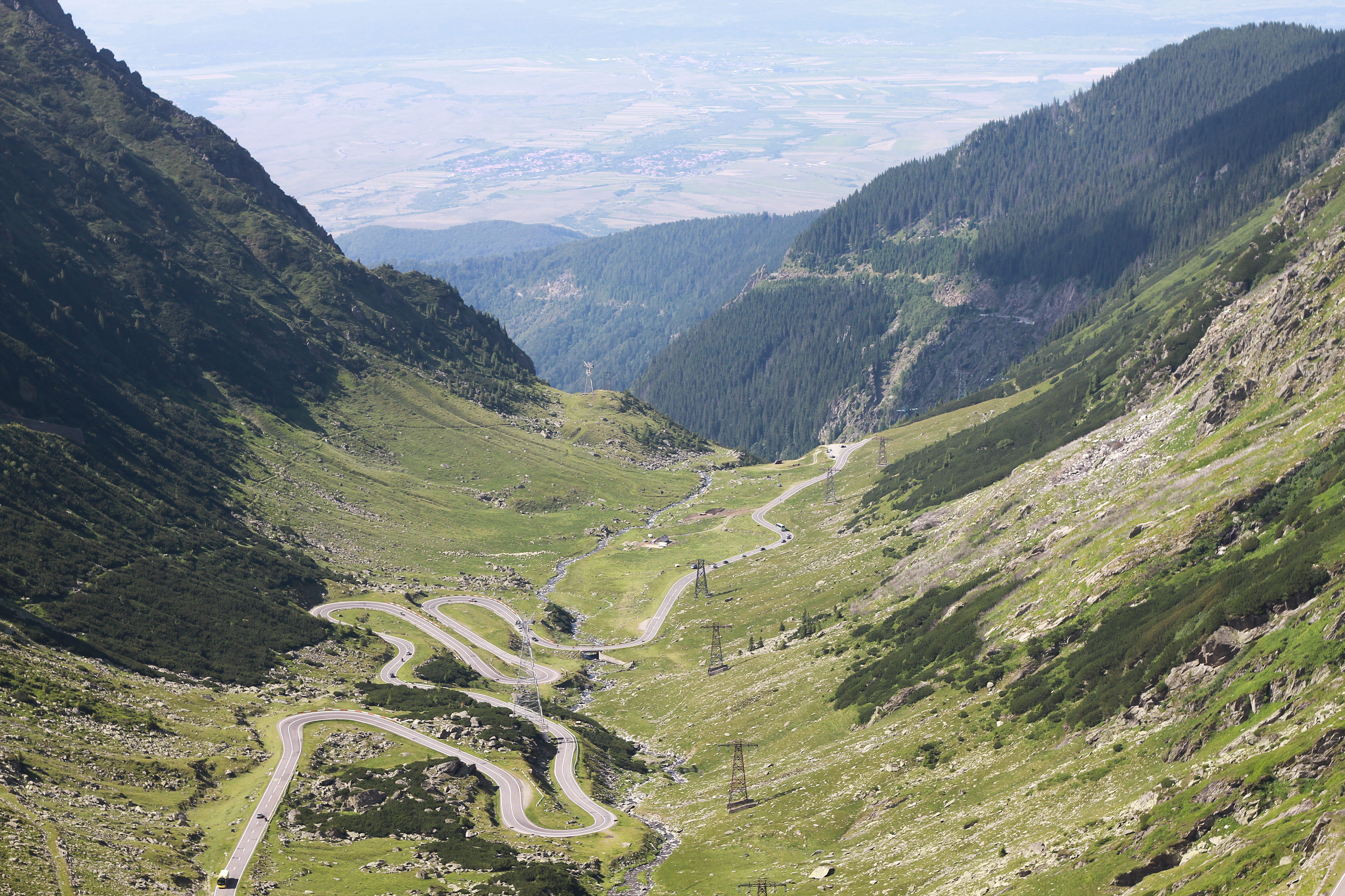 mountains, mountain peak, mountain range, winding road, road, tranquility, transportation, romania, tranquil scene, beauty in nature, transfagarasan, green, HD Wallpaper