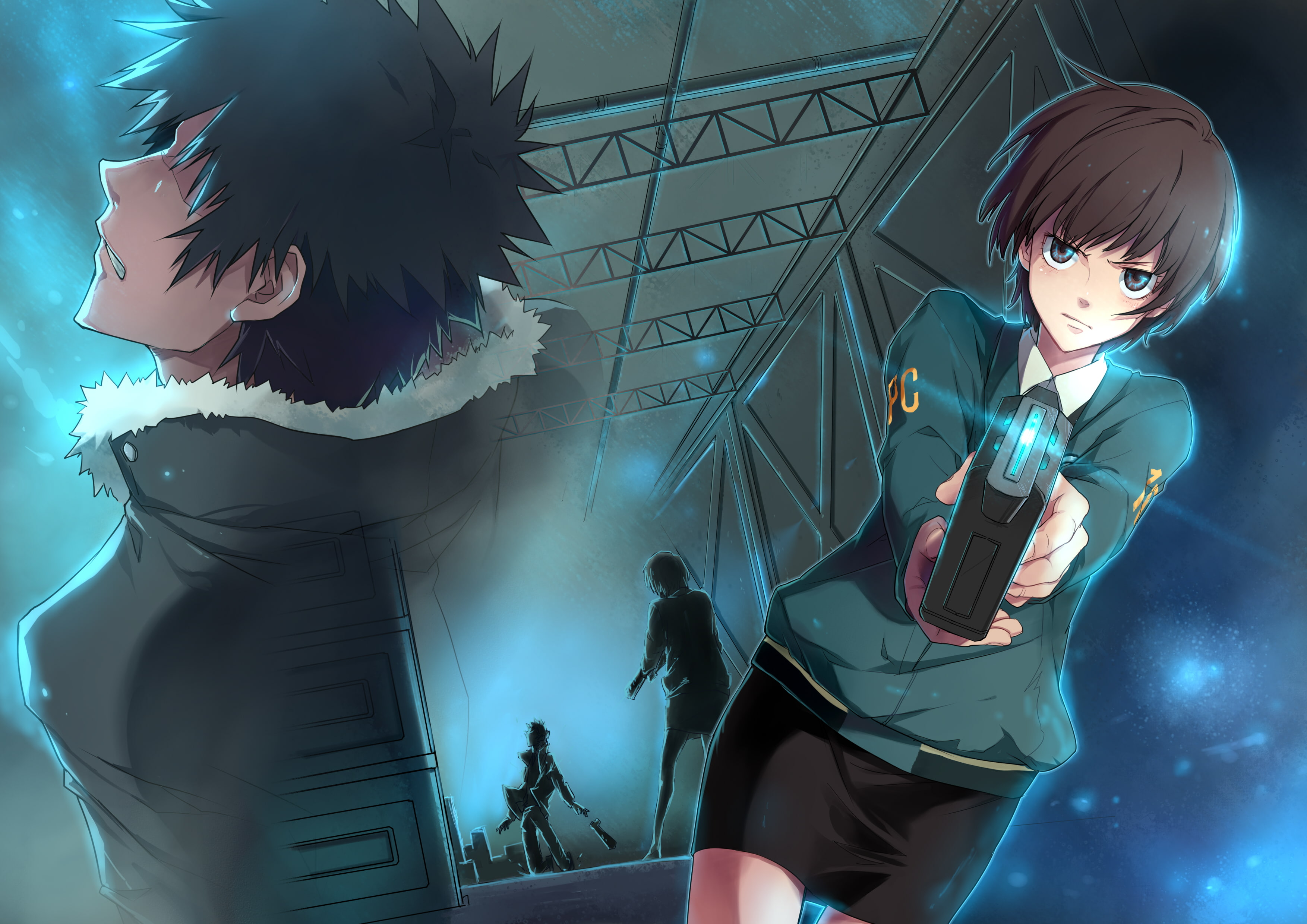2K, shinya, art, tsunemori, kougami, akane, HD Wallpaper