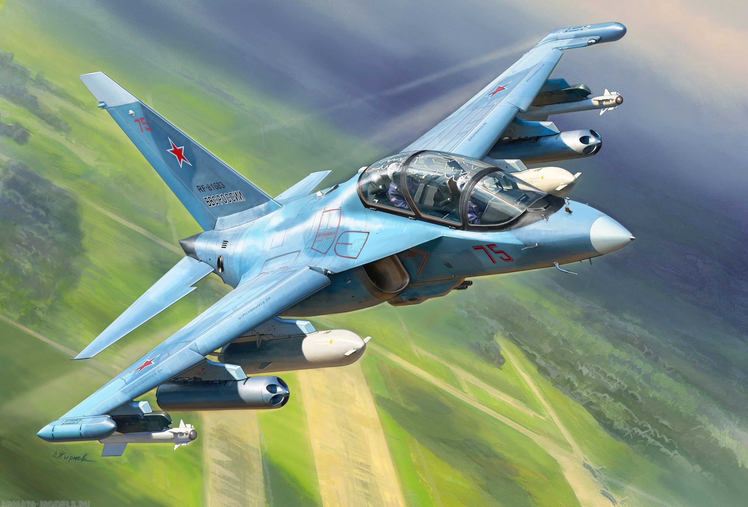 yakovlev, Yak 130, jet fighter, painting art, 2K, russian aircraft, HD Wallpaper