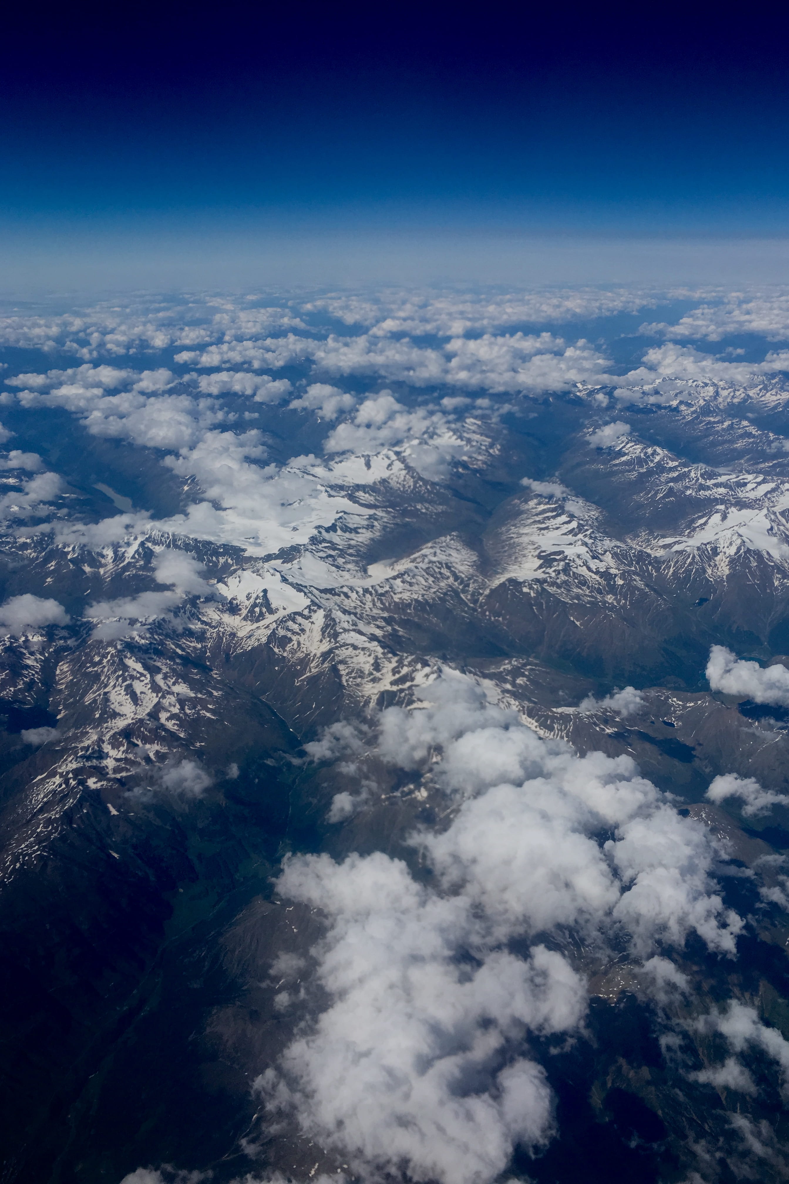 tranquility, above, mountain range, aerial view, environment, sky, landscape, cloudscape, via argentieri, outdoors, no people, blue, beauty in nature, 4K, Phone HD Wallpaper