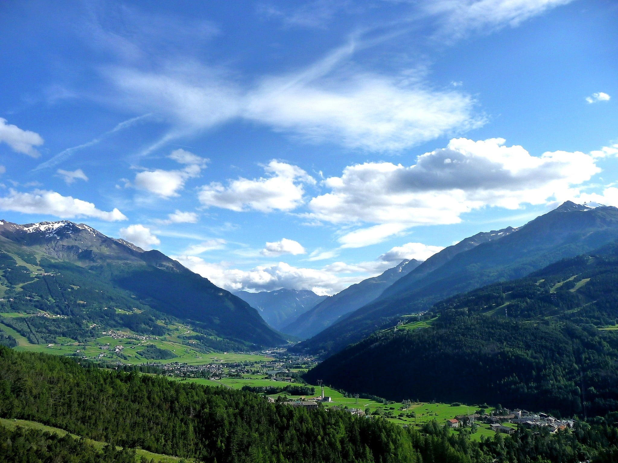 scenics, tranquil scene, clouds, scenics - nature, 1080P, land, mountain, tree, remote, tranquility, plant, panorama, summer, mountain Peak, beauty in nature, HD Wallpaper