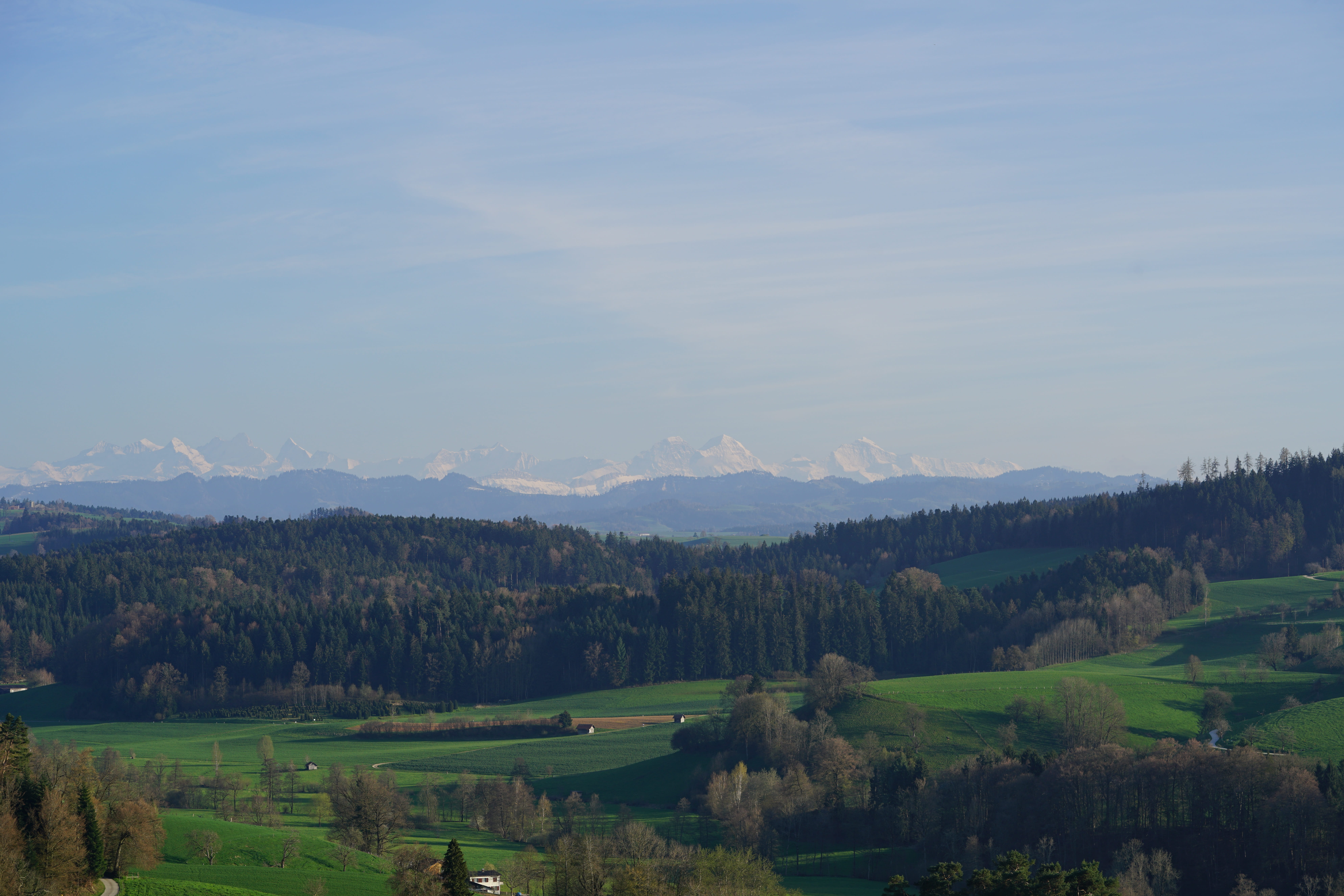 vantage point isehuet, tree, cloud - sky, mountain range, border path napf mountains country, isenhuet, mountain, alpenblick, oberaargau, land, beauty in nature, HD Wallpaper