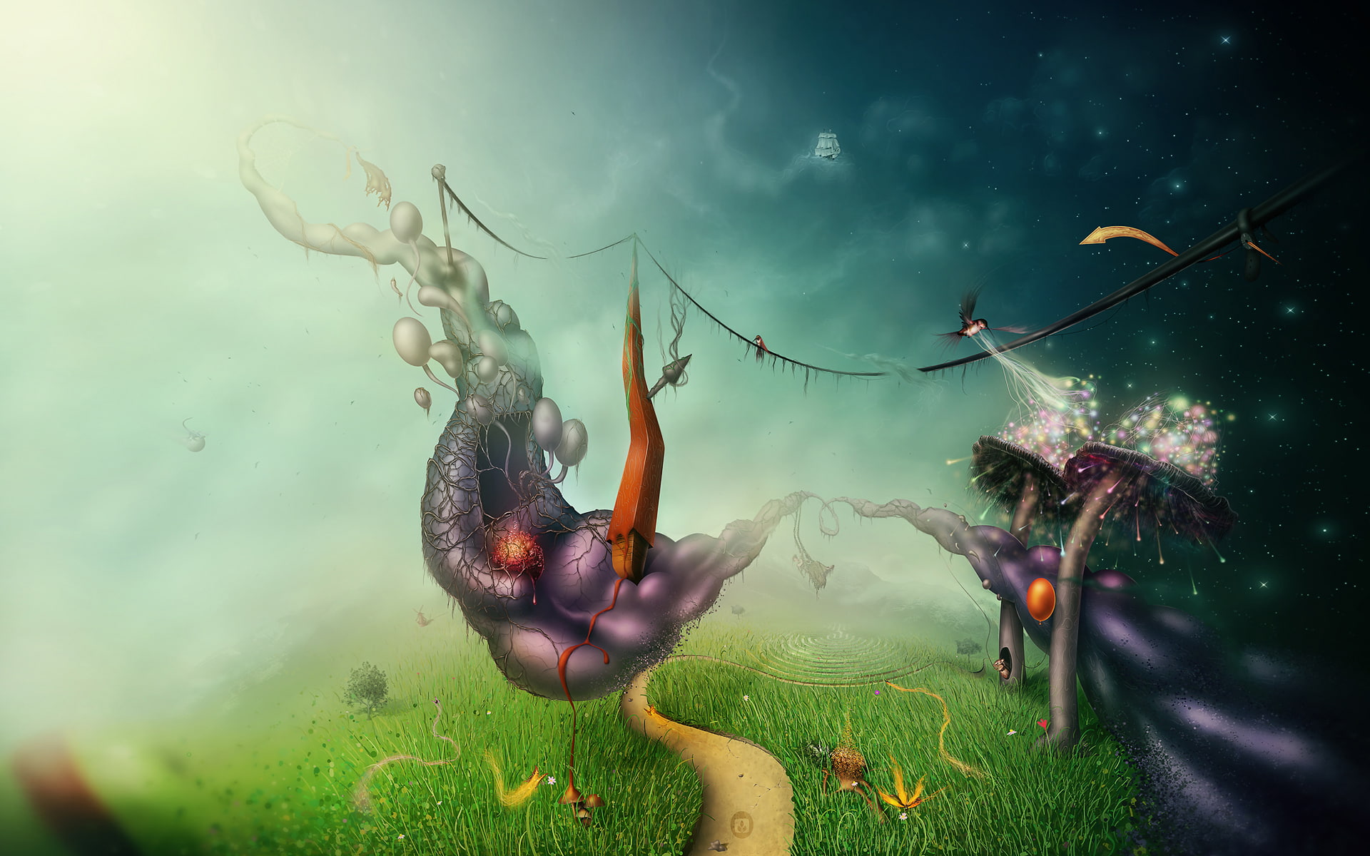 dark, creepy, paintings, virus69 deviantart com, spooky, magical, gross, digital art, igor scekic, fantasy, horror, psychedelic, surreal, 1080P, HD Wallpaper