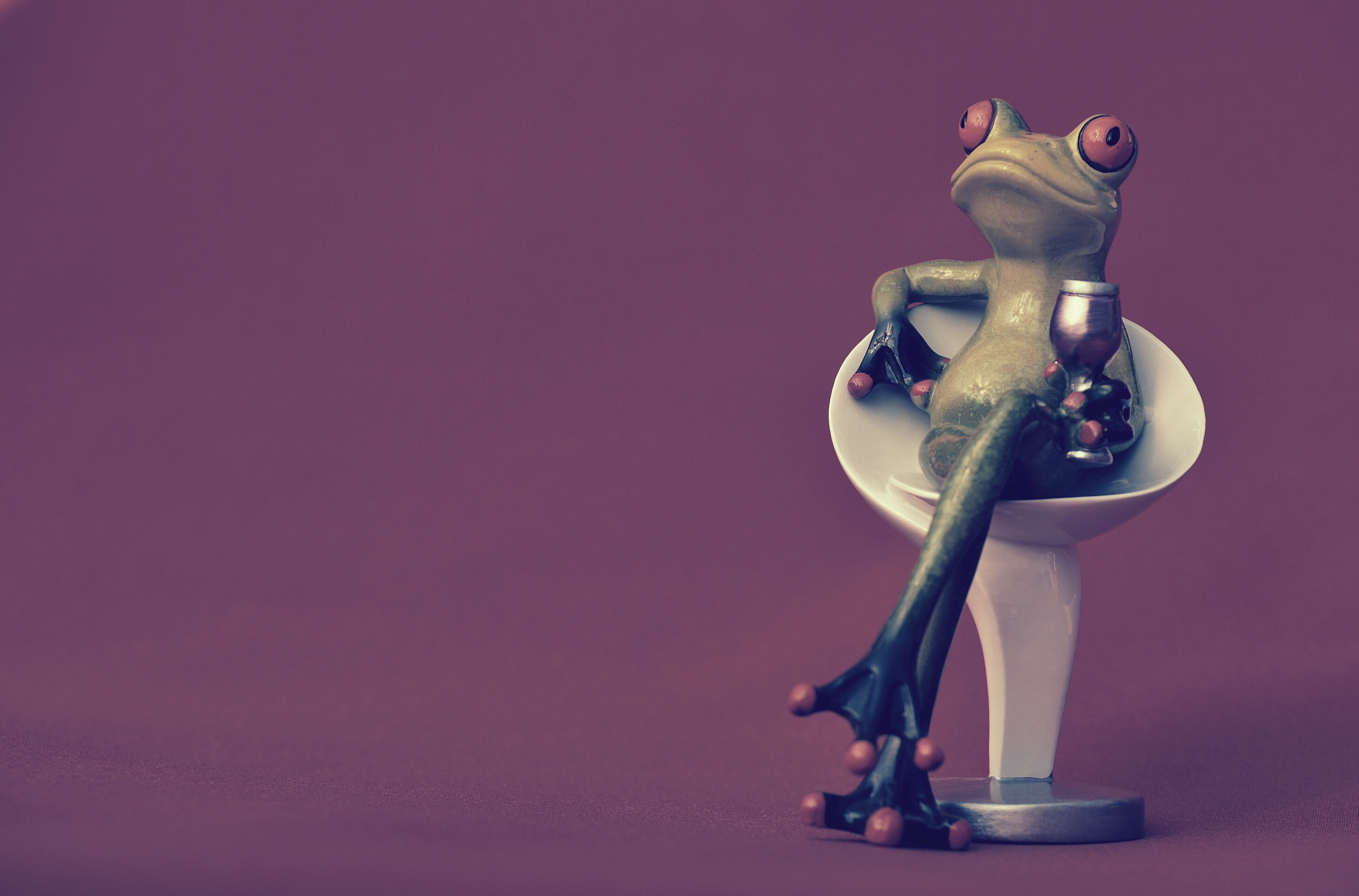 figurine, cute, chair, coziness, purple, table, studio shot, soaked, drink, 2K, still life, cozy, no people, indoors, relaxation, funny, seat, furniture pieces, HD Wallpaper