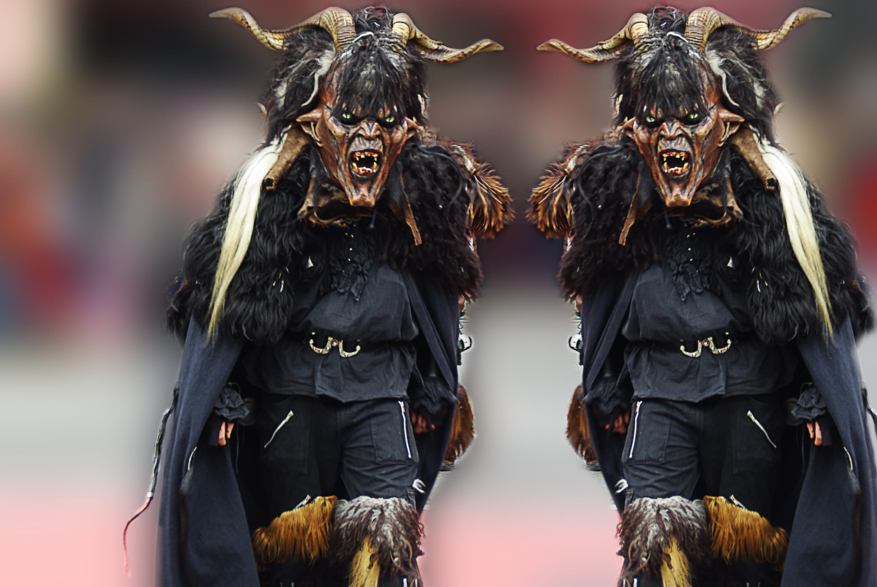 men, arts culture and entertainment, three quarter length, carnival, black, motion, aggression, 2K, mask, two, klausen chiusa, day, mask - disguise, disguise, HD Wallpaper