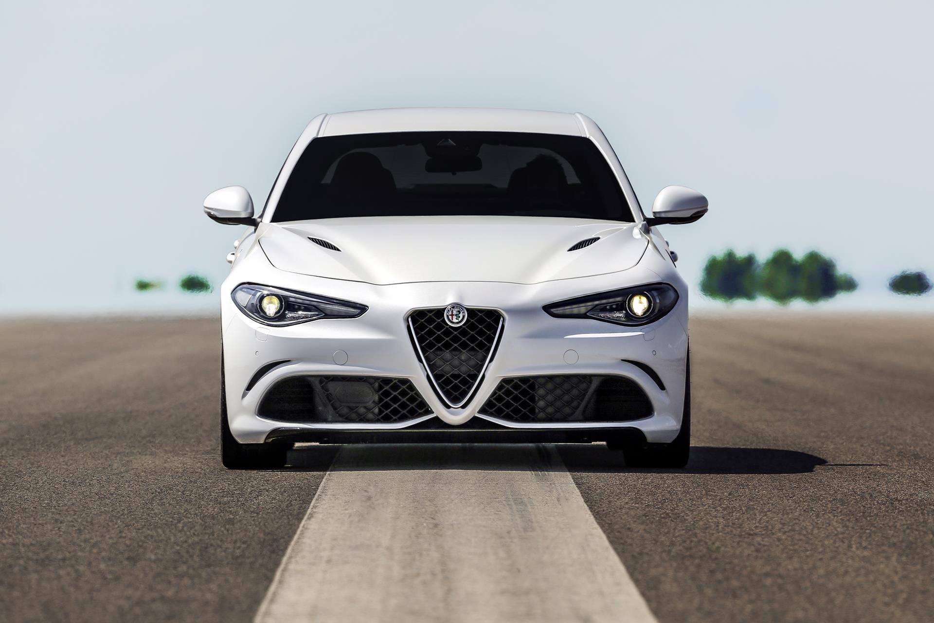 road, 1080P, wheel, alfa, racecar, day, competition, quadrifoglio, stationary, romeo, silver colored, mode of transportation, luxury, sunlight, sports car, HD Wallpaper