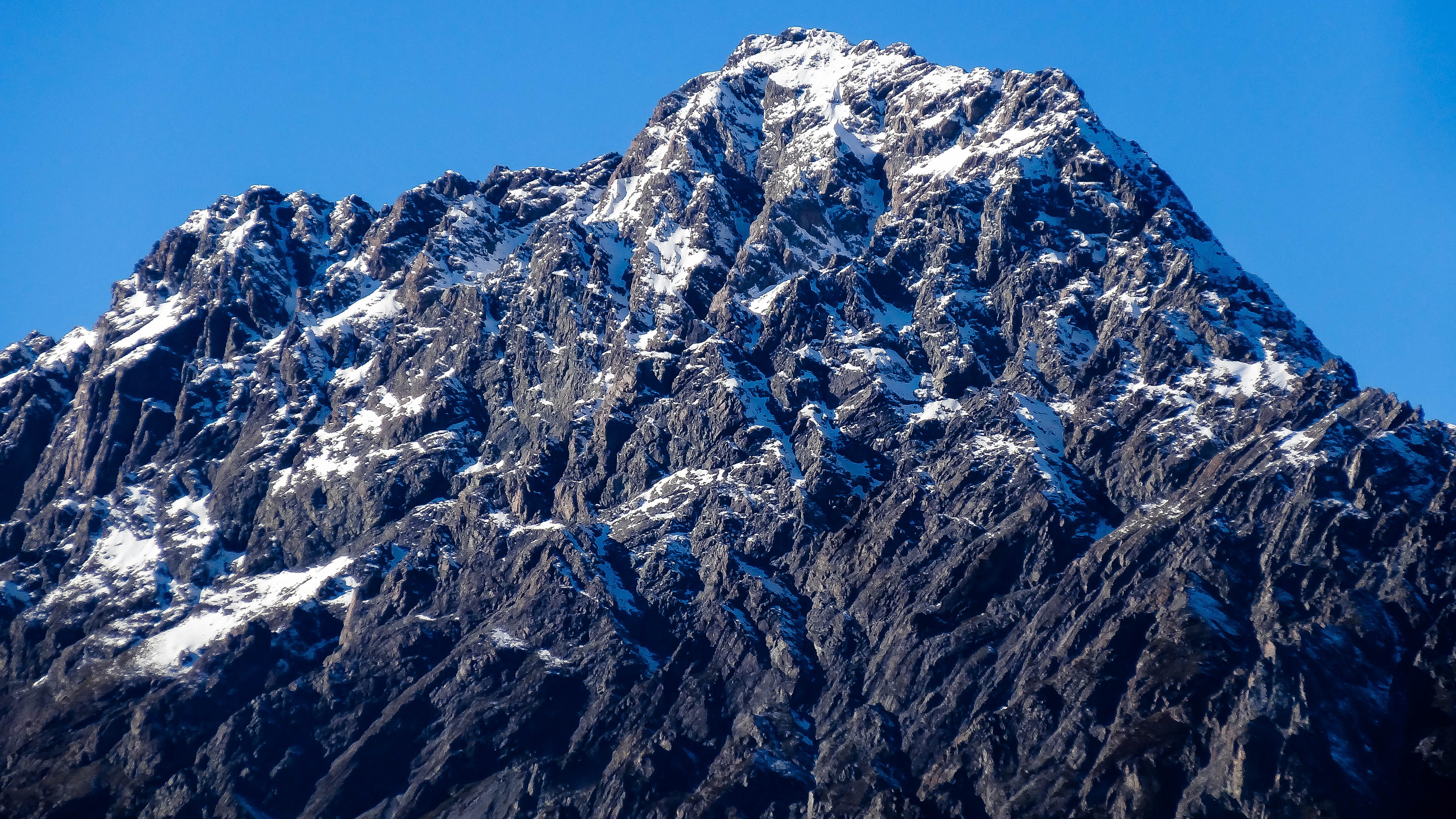 beauty in nature, outdoor, new zealand, cold temperature, low angle view, mountain range, rock, mountain peak, snowcapped mountain, clear sky, 4K, snow, HD Wallpaper