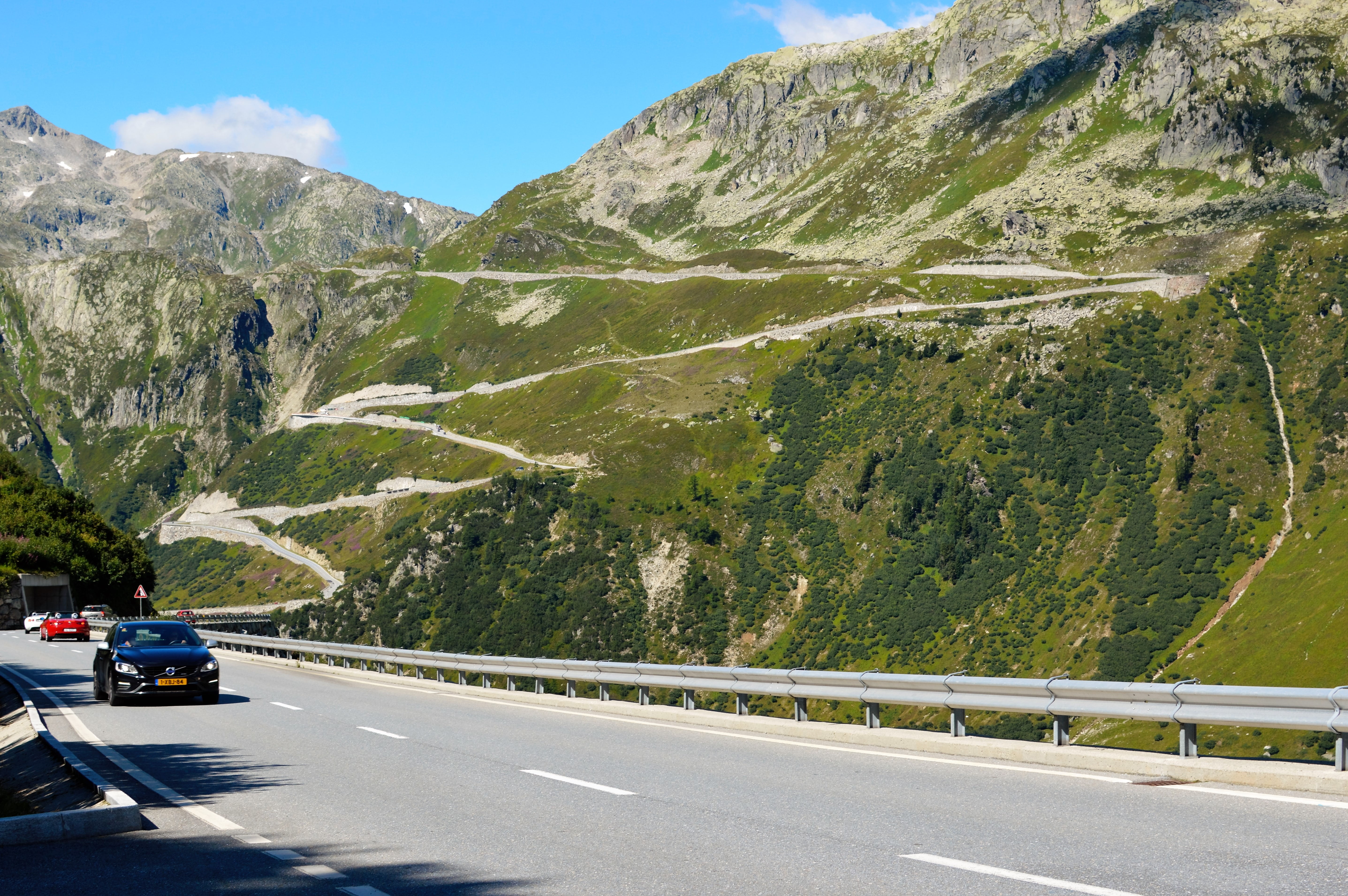 5K, nature, sign, alps, alpine, marking, car, mountain road, scenics - nature, furka pass, mountain range, beauty in nature, formation, landscape, europe, HD Wallpaper