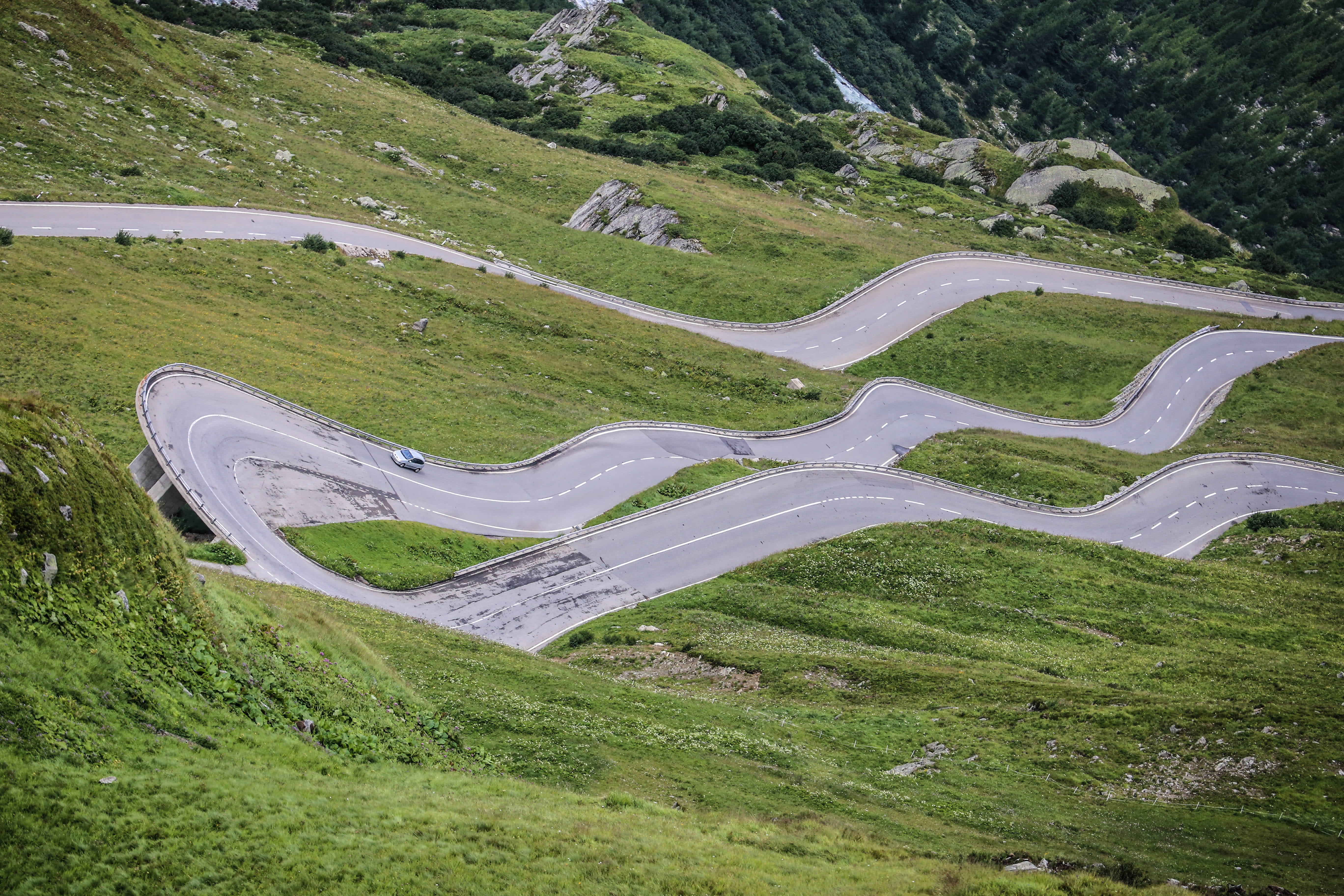 road, nature, mountain, transportation, outdoors, driving, winding road, high angle view, grimsel pass, mountain road, obergoms, tranquility, environment, HD Wallpaper