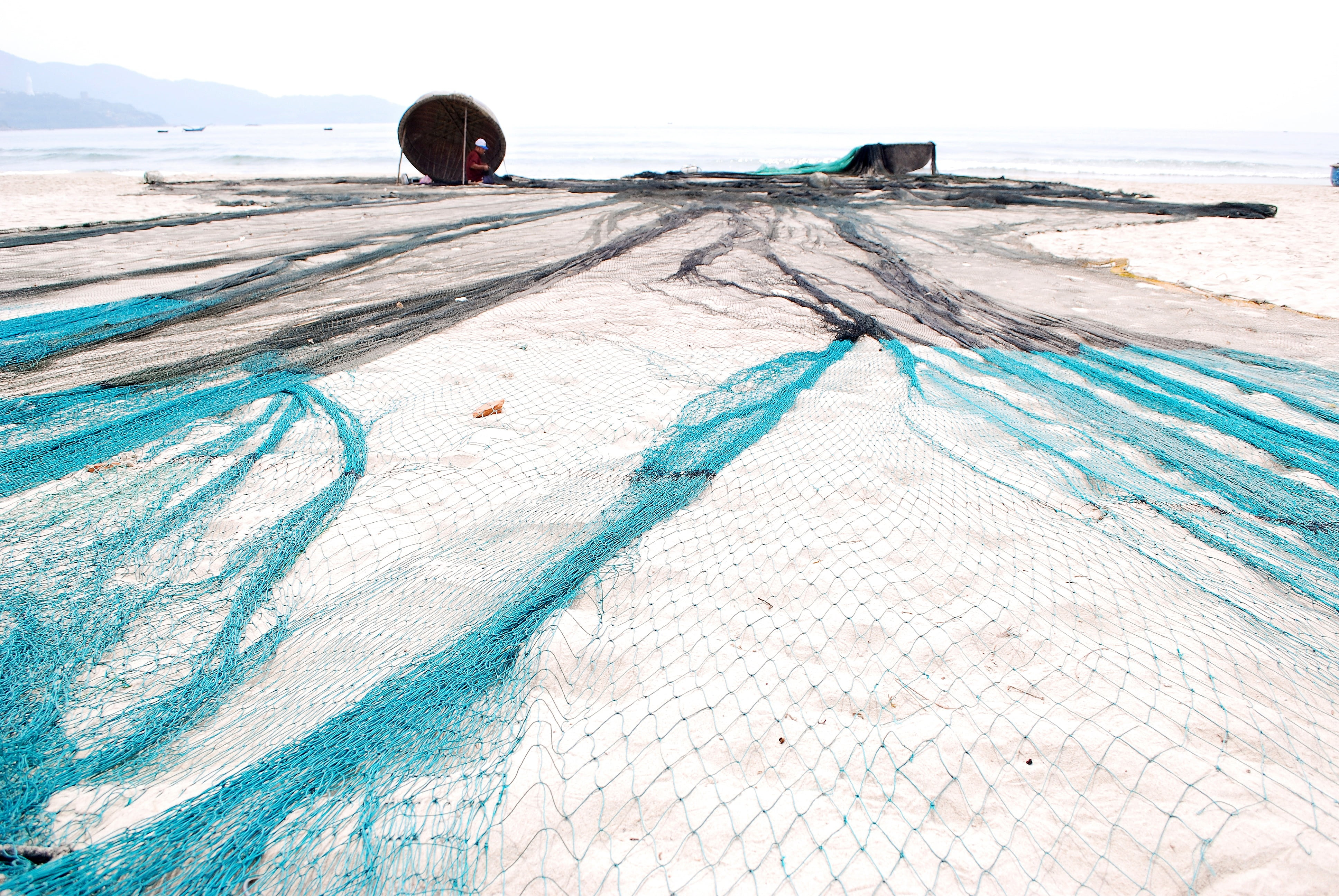 sand, beach, the beach, scenics - nature, subsistence, no people, rope, mending their nets, cold temperature, beauty in nature, 4K, natural, nature, outdoors, HD Wallpaper