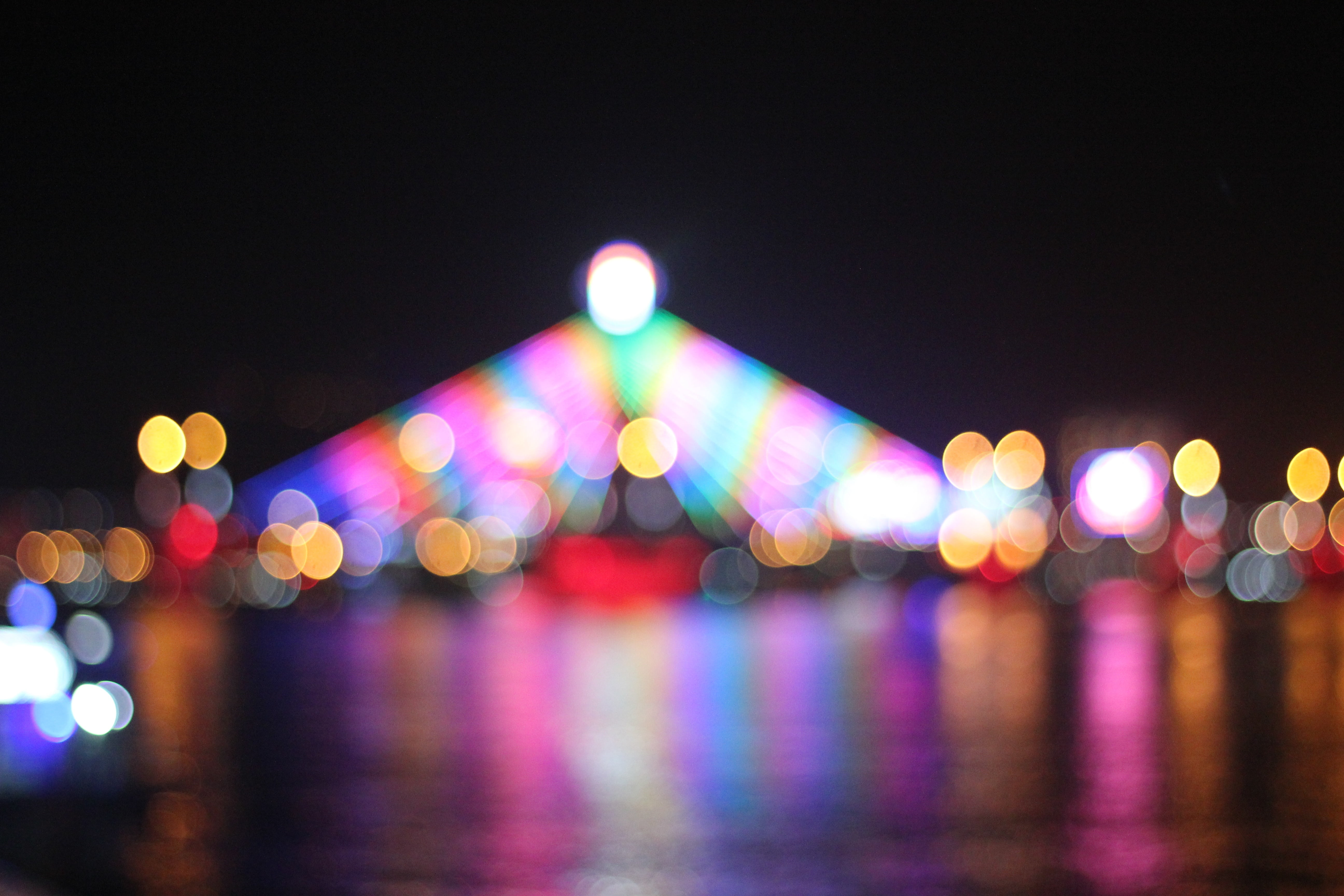 lens flare, vietnamese, light, dark, no people, danang, defocused, light - natural phenomenon, pattern, glowing, shape, building exterior, 5K, city, vietnam, HD Wallpaper