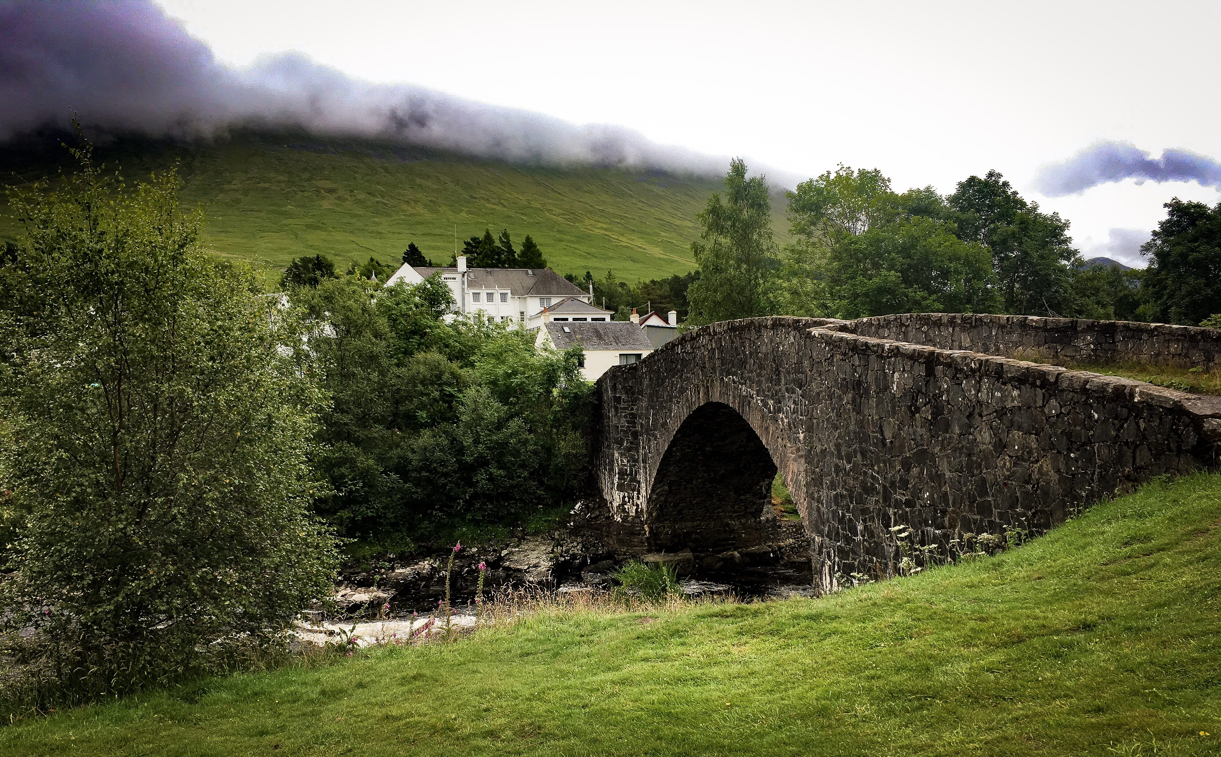 history, west highland way, day, grass, sky, old, building exterior, no people, nature, arch, bridge, the past, river, plant, built structure, hiking, connection, HD Wallpaper