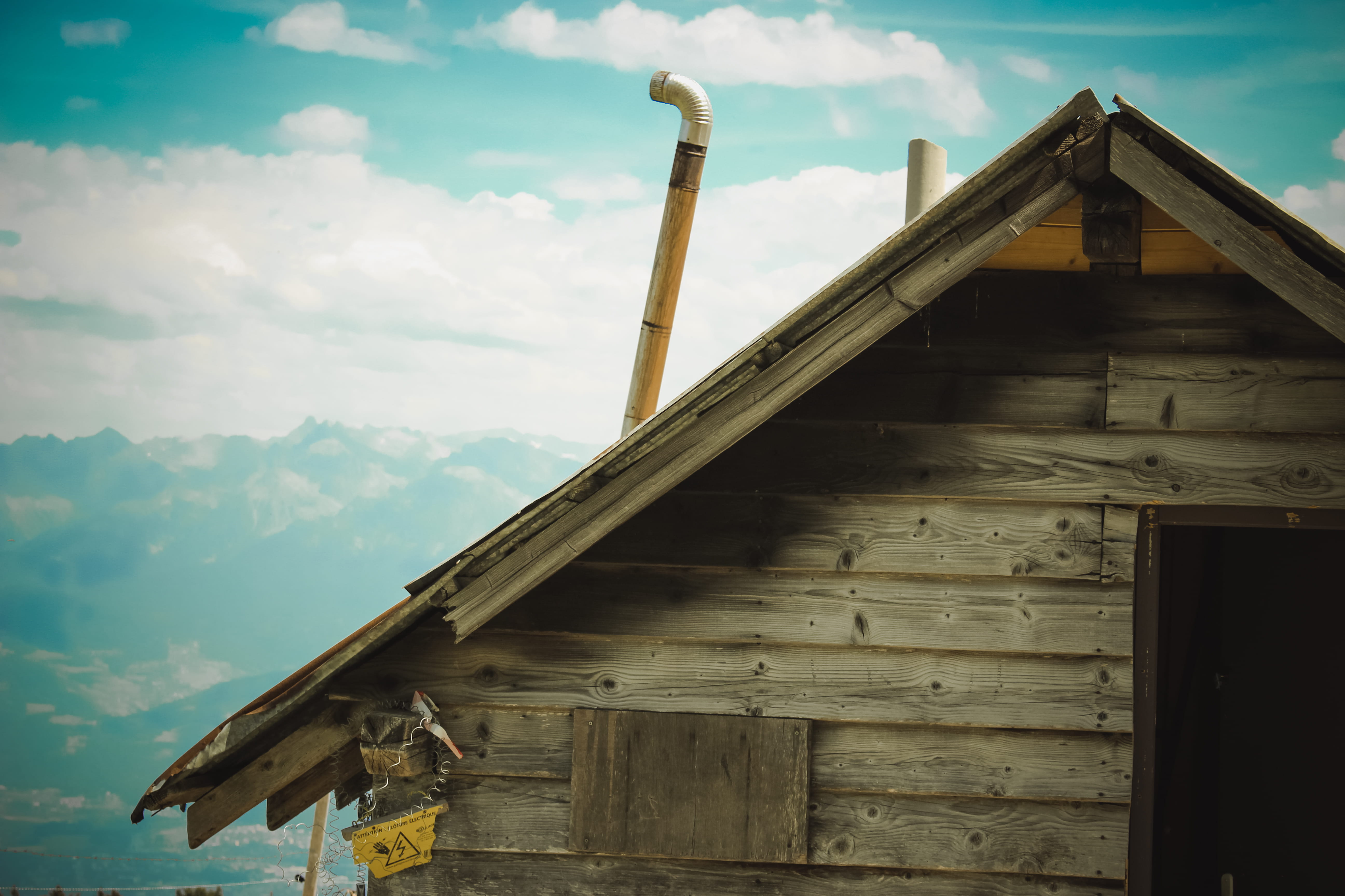 building exterior, outdoors, cloud - sky, low angle view, shepherd, building, residential district, architecture, window, old, hut, house, autrans, built structure, HD Wallpaper