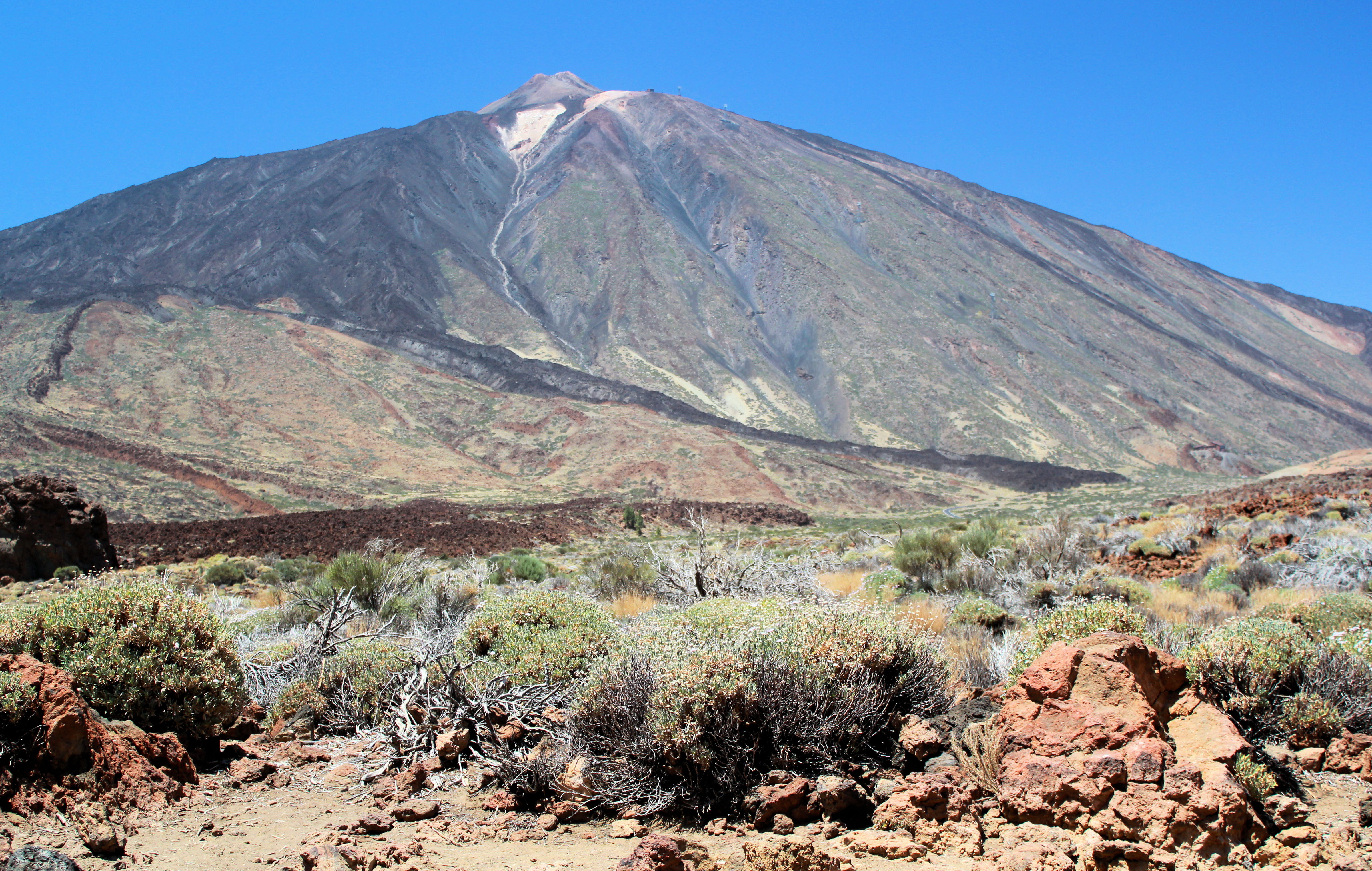 dirt road, arid climate, mountain peak, spain, non-urban scene, wasteland, slope, outdoors, sky, mount teide, ground, plant, land, scenics - nature, volcanic landscape, HD Wallpaper