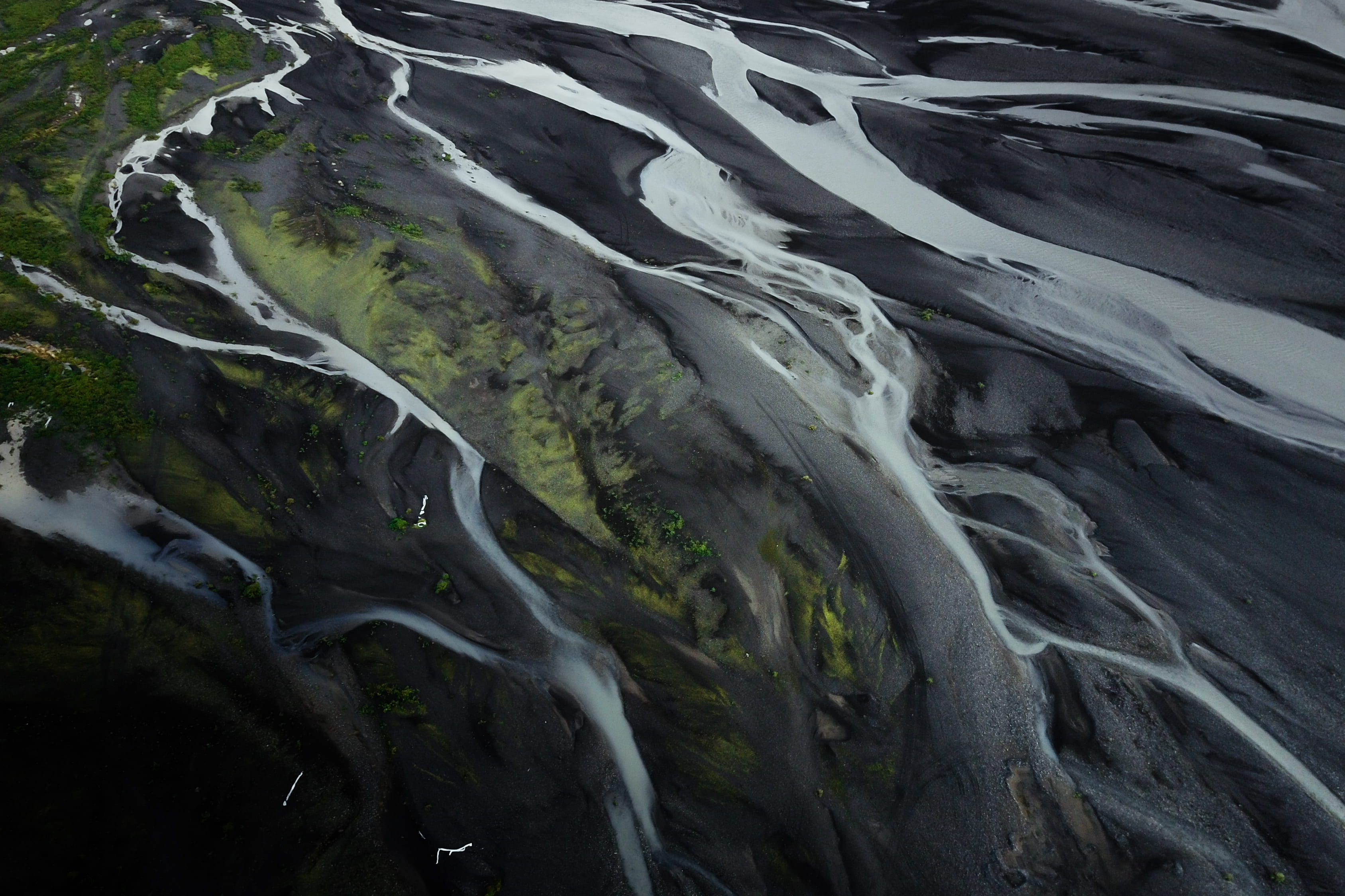 environment, gray, iceland, rock, volcanic, backgrounds, geology, earth, drone, purity, land, water, day, cold temperature, beauty in nature, aerial, 2K, HD Wallpaper