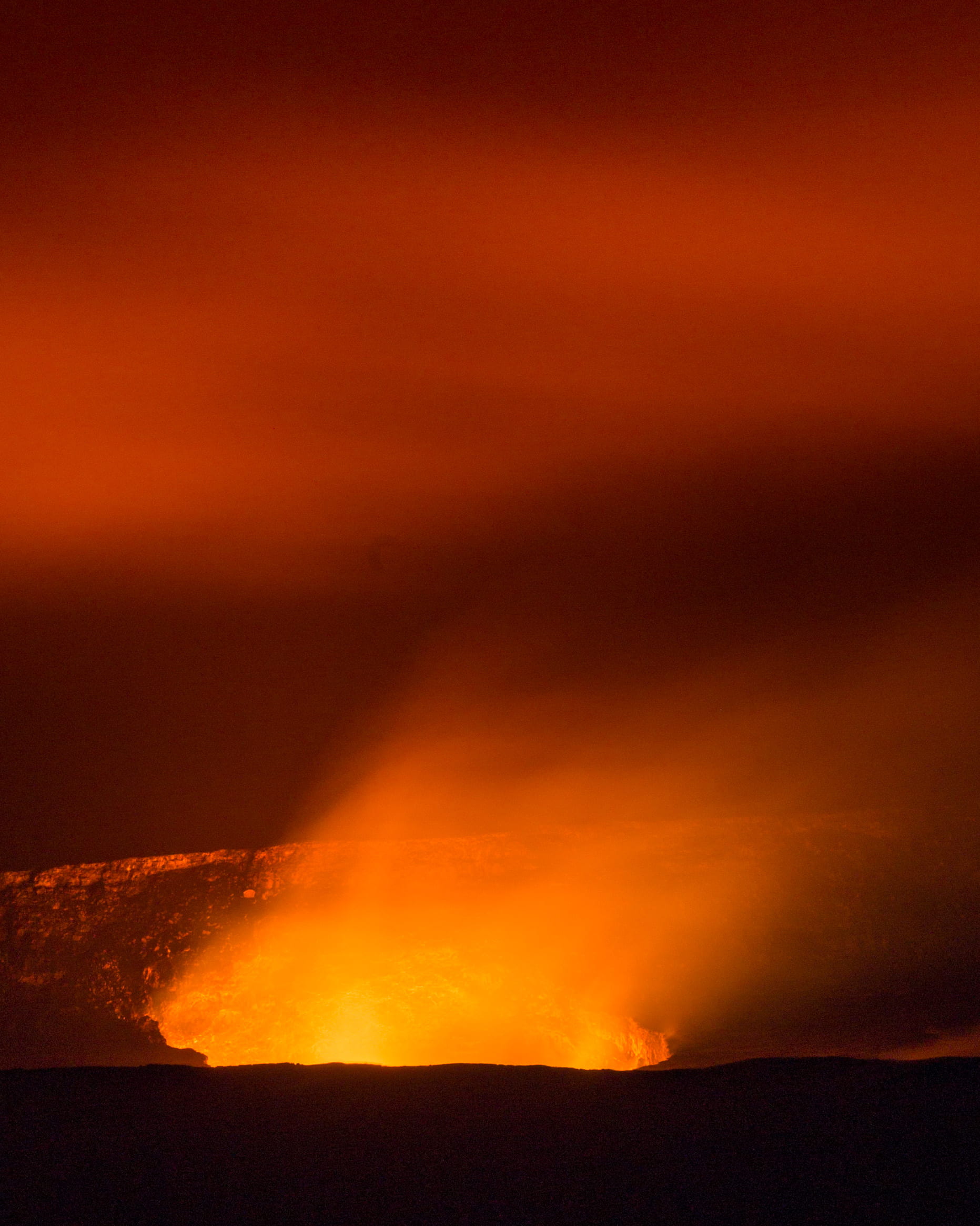 hole, heat - temperature, sky, night, flowing, no people, orange, environment, burning, power in nature, land, mountain, 1080P, fire, power, photography, Phone HD Wallpaper