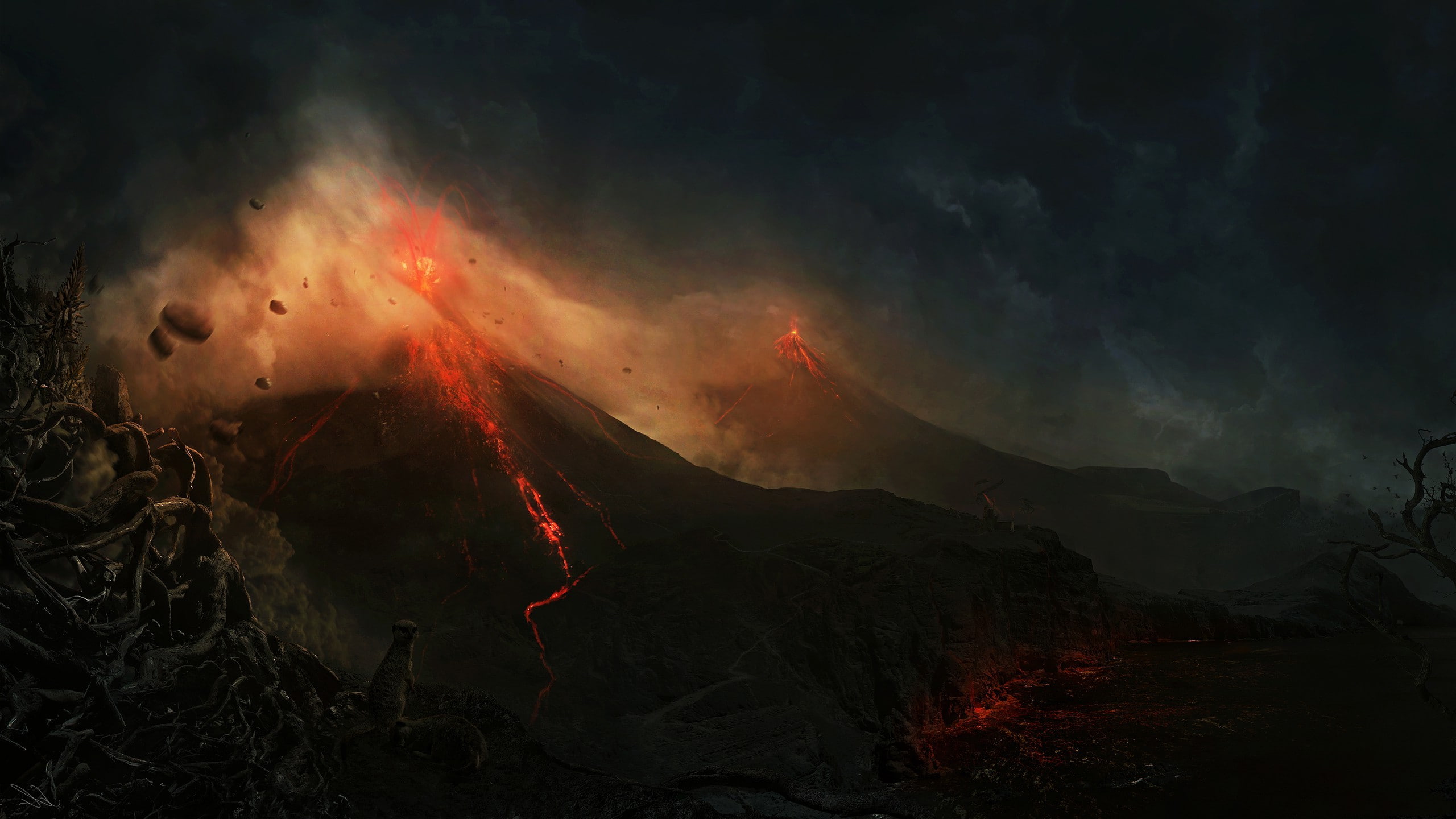 physical geography, volcanic crater, natural disaster, heat - temperature, outdoors, active volcano, smoke - physical structure, nature, no people, beauty in nature, HD Wallpaper