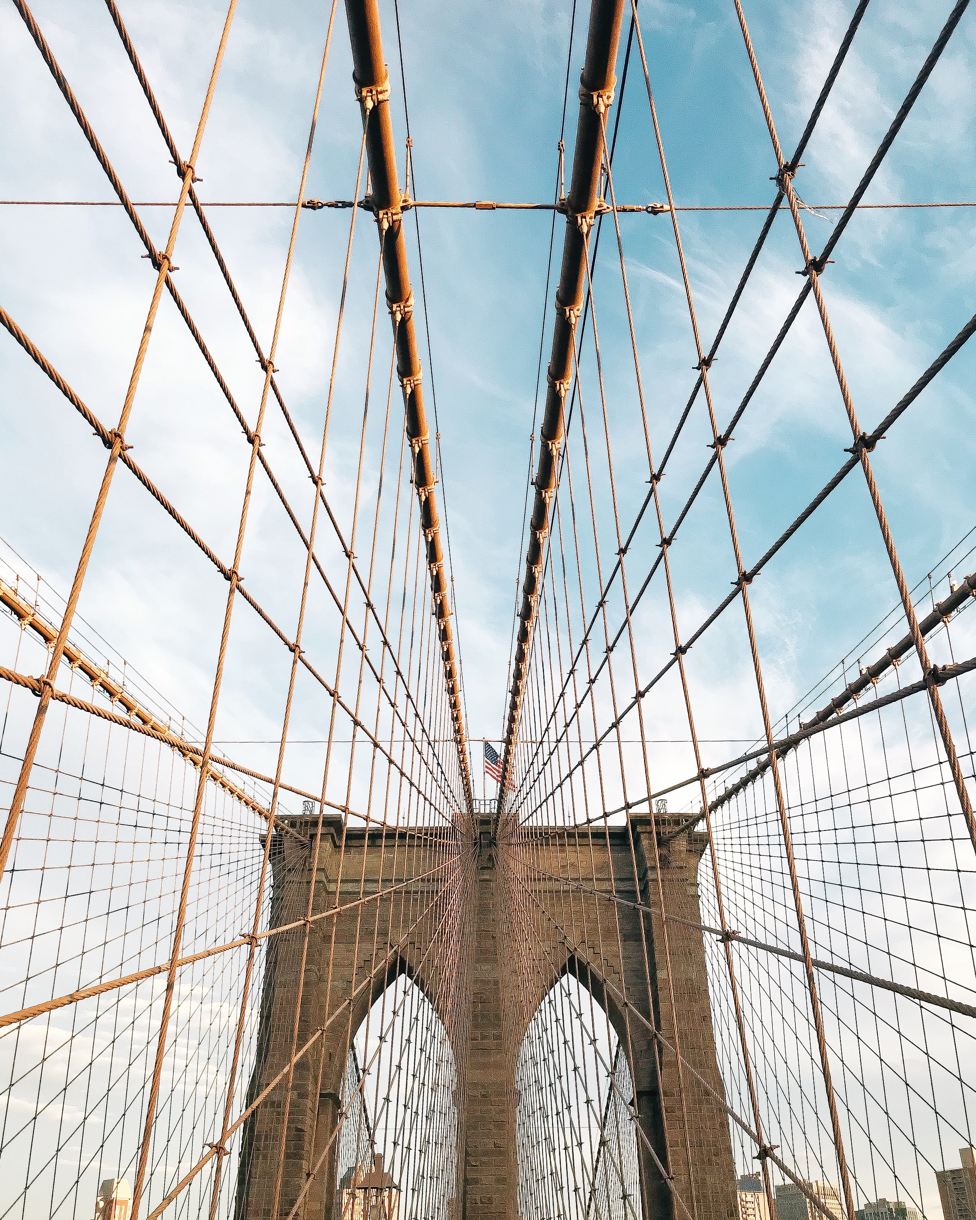 nyc, low angle view, outdoors, eua, travel destinations, nature, brooklyn, connection, tourism, bridge - man made structure, dumbo, metal, city, brooklyn bridge, Phone HD Wallpaper