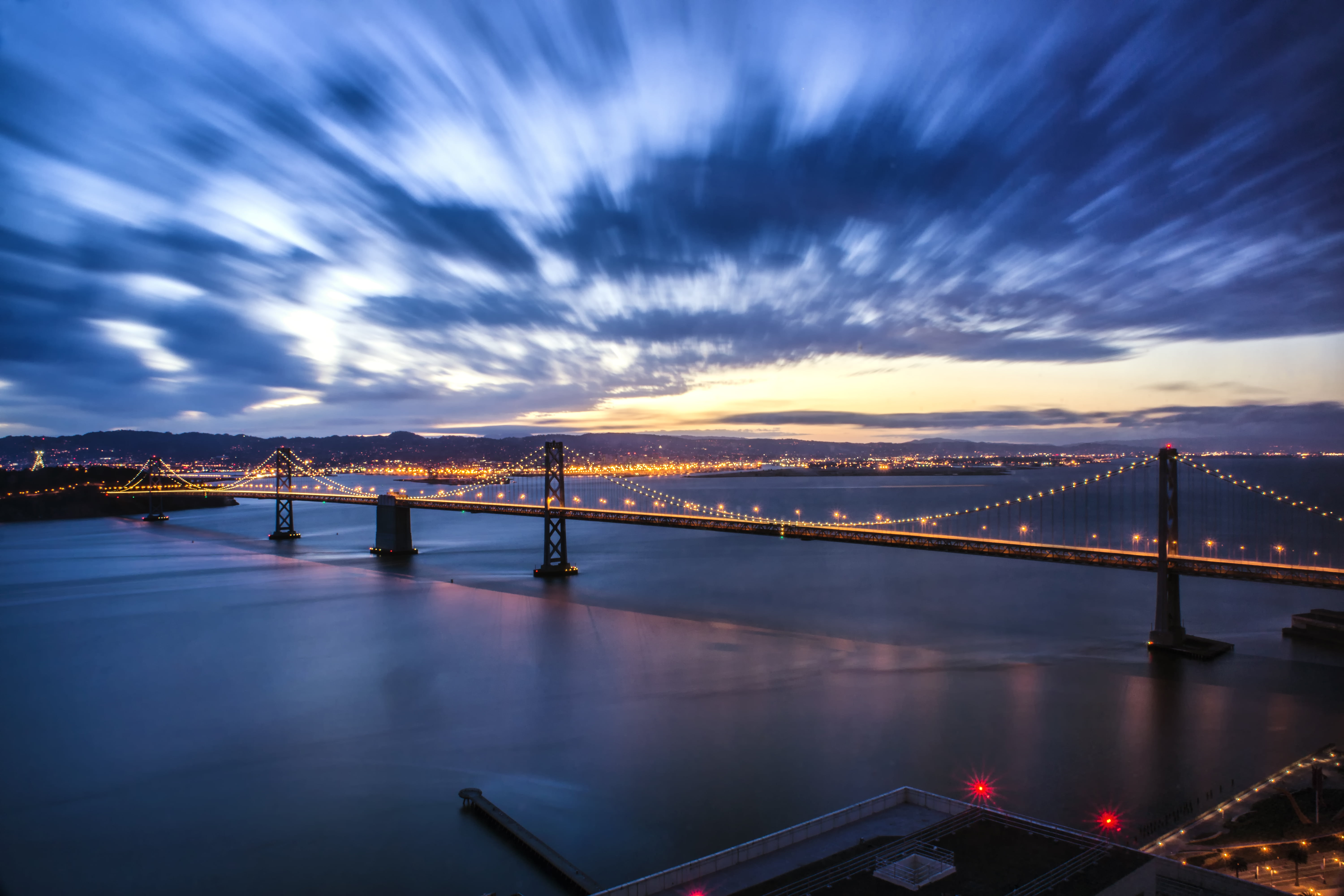 sky, San Francisco  Bay Bridge, architecture, cloud, cityscape, dusk, bridge - Man Made Structure, urban Skyline, bridge, uSA, photography, sunrise, time, HD Wallpaper