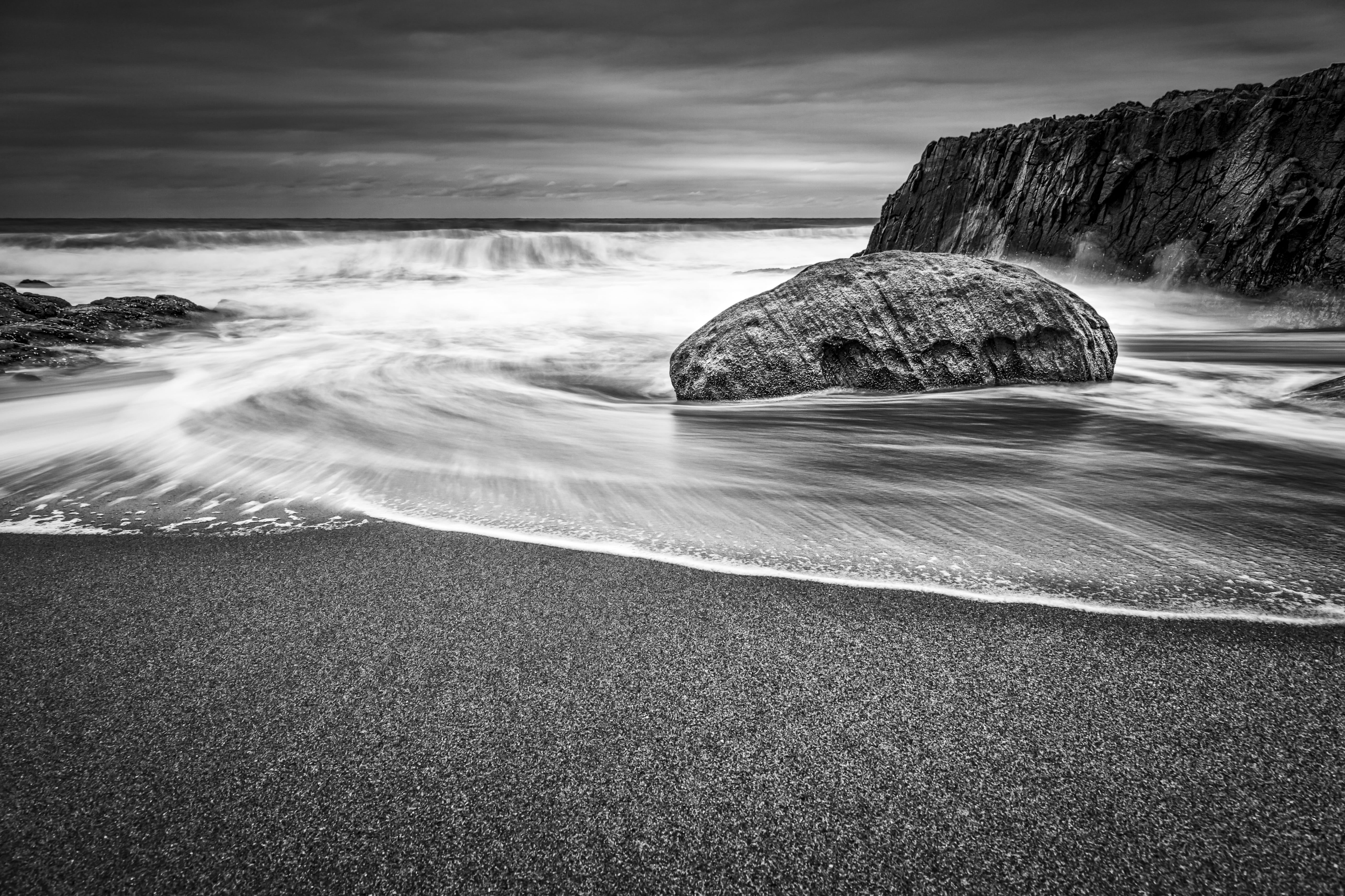 water, long exposure, solid, beach, dolphin coast, power in nature, aquatic sport, blackandwhite, seascape, surfing, motion, lee filter, blurred motion, HD Wallpaper