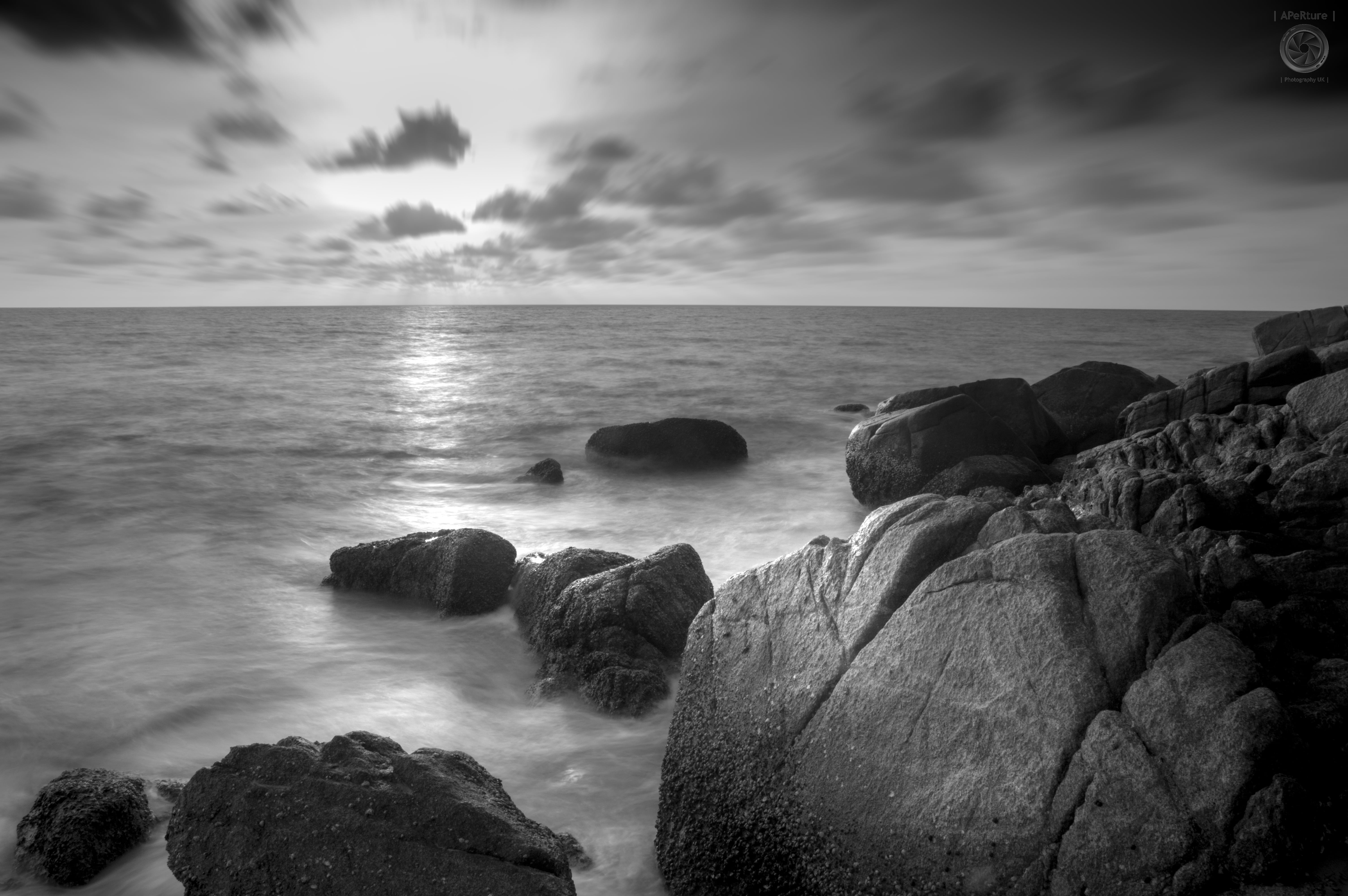 clouds, coastline, phuket, sigma, bnw, nikon, 5K, water, long exposure, cloud - Sky, sky, landscape, asia, black  white, seascape, thailand, Rocks, beach, HD Wallpaper