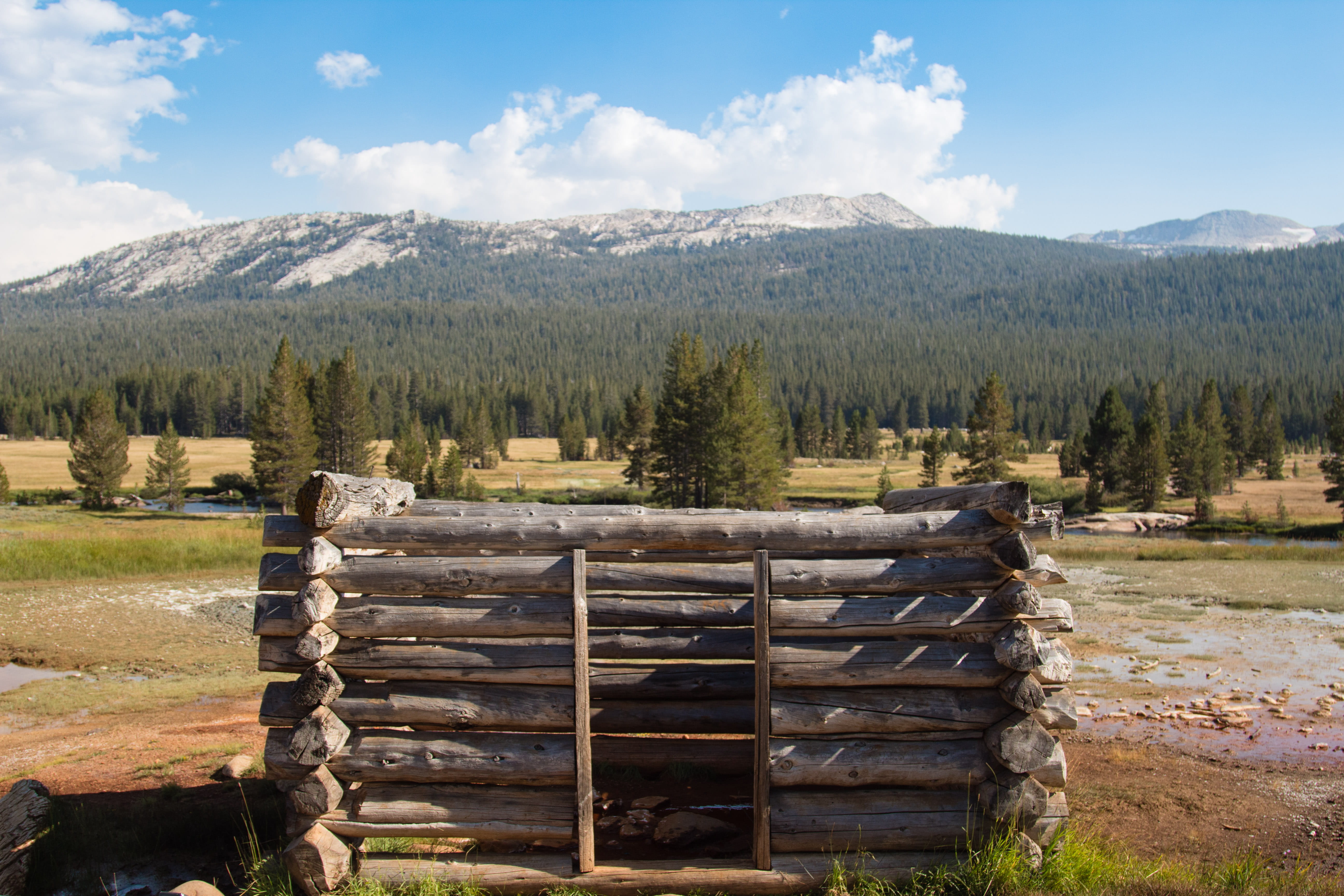 field, stack, landscape, valley, tranquility, mountain range, cabin, wood - material, tuolumne meadows, nature, tranquil scene, land, plant, scenics - nature, HD Wallpaper