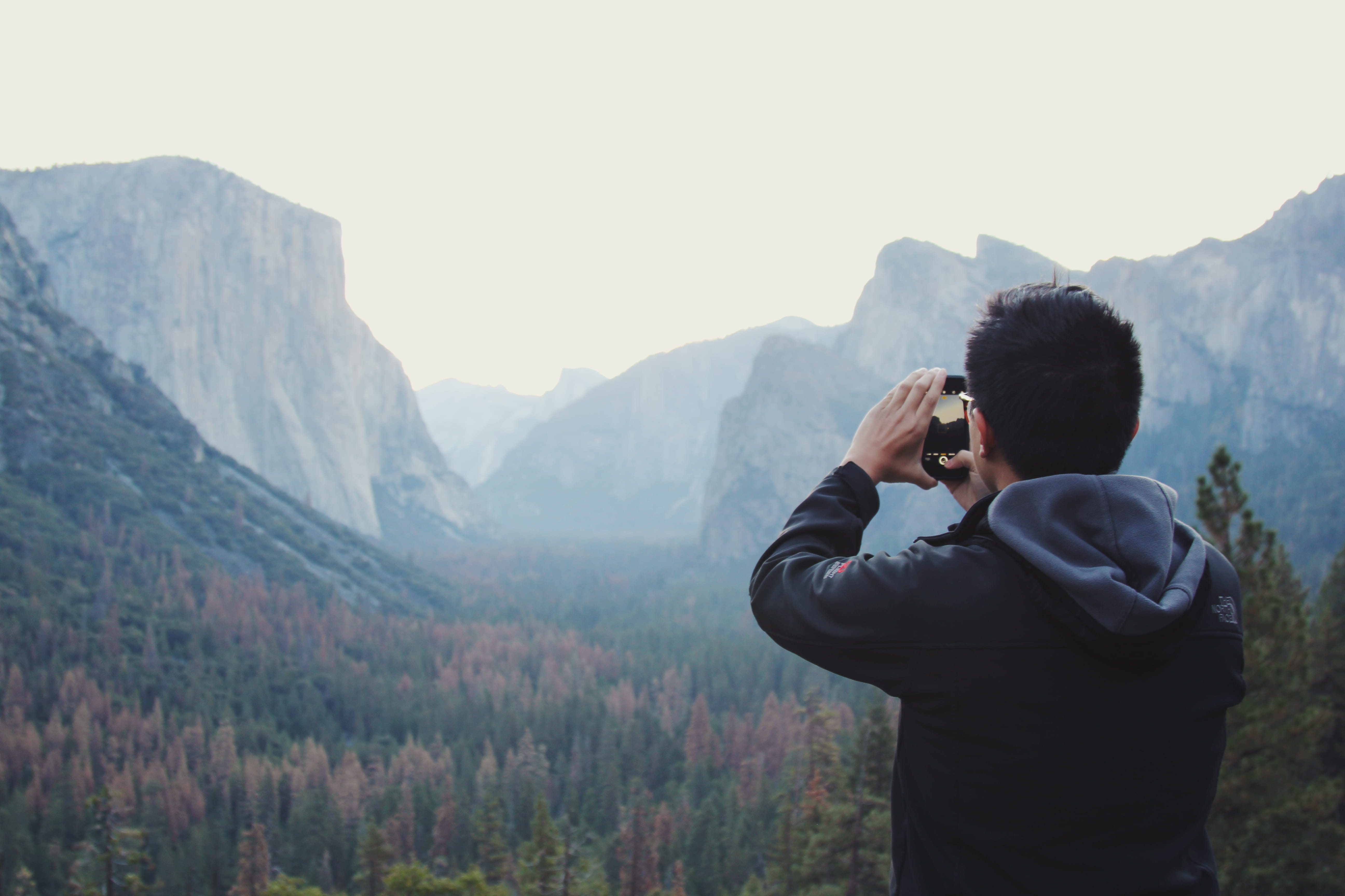 men, photographing, united states, photographer, tuolumne meadows, camera - photographic equipment, mountain, photography, yosemite tunnel, view, standing, HD Wallpaper