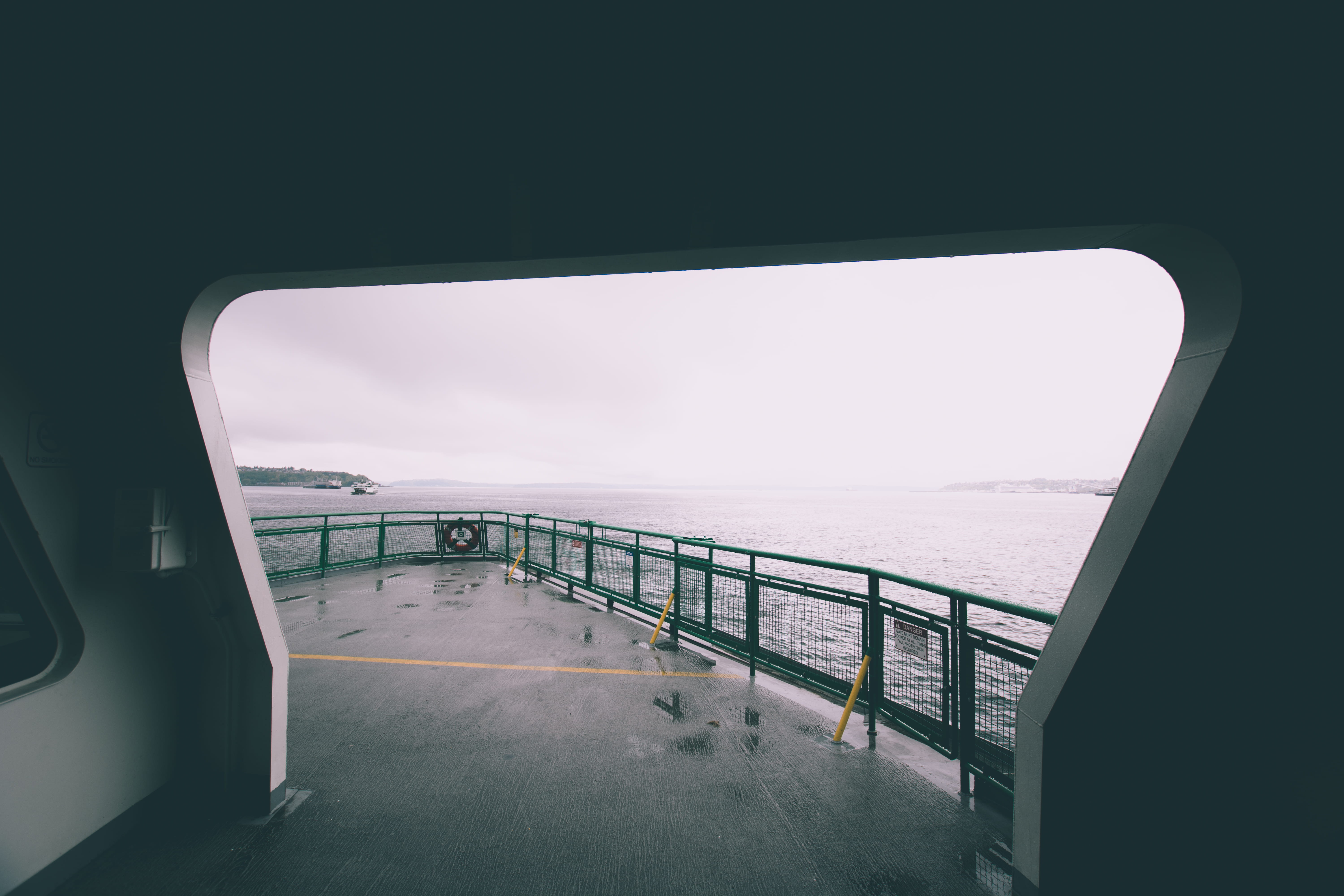 outdoors, ferry, sea side, scenics - nature, ship transport, boat, moody, rain, jetty, sea, united states, transportation, vehicle interior, ship, day, HD Wallpaper