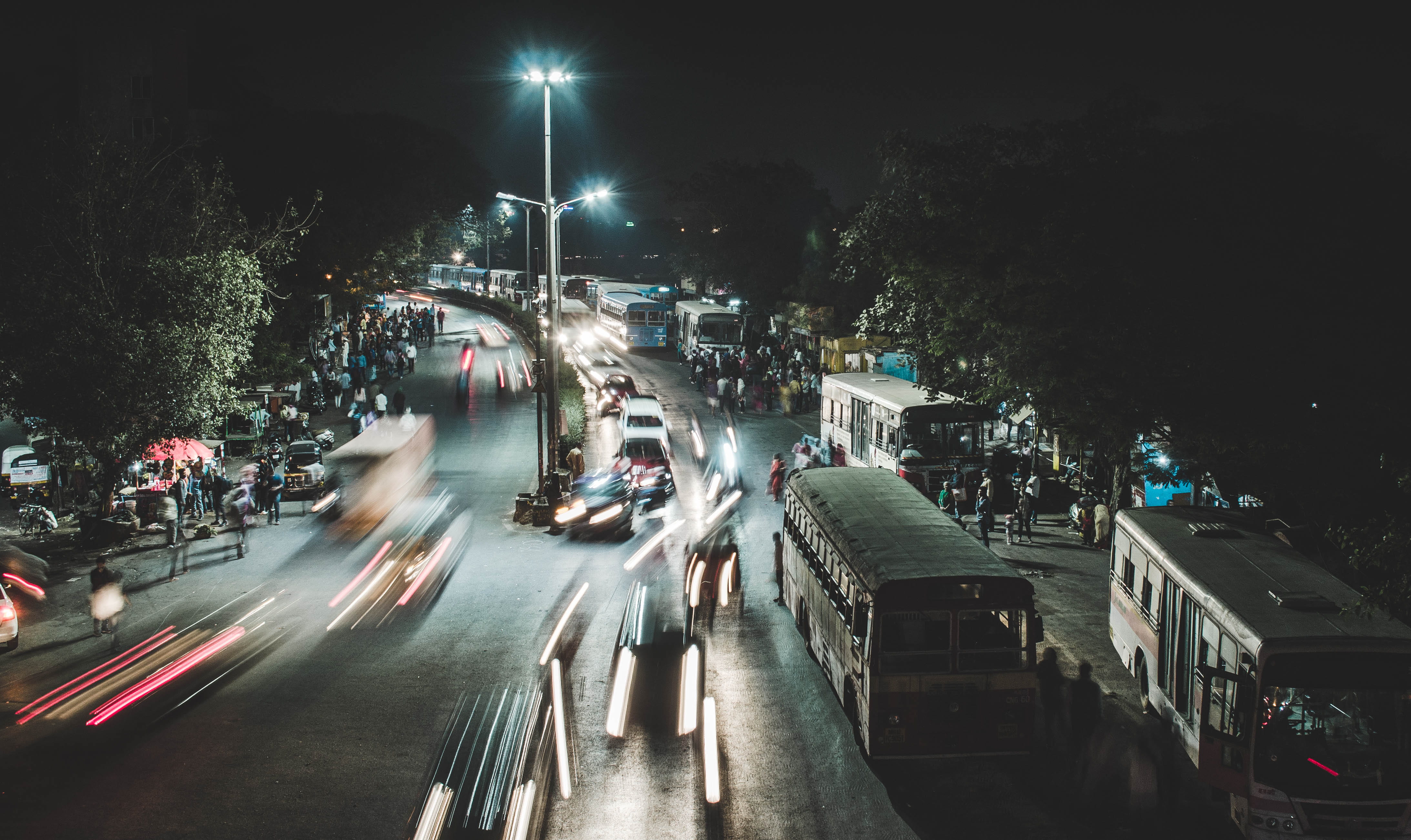 traffic, light, outdoors, road, people, illuminated, street, night, speed, 4K, photography, maharashtra, background, transportation, city street, city, HD Wallpaper