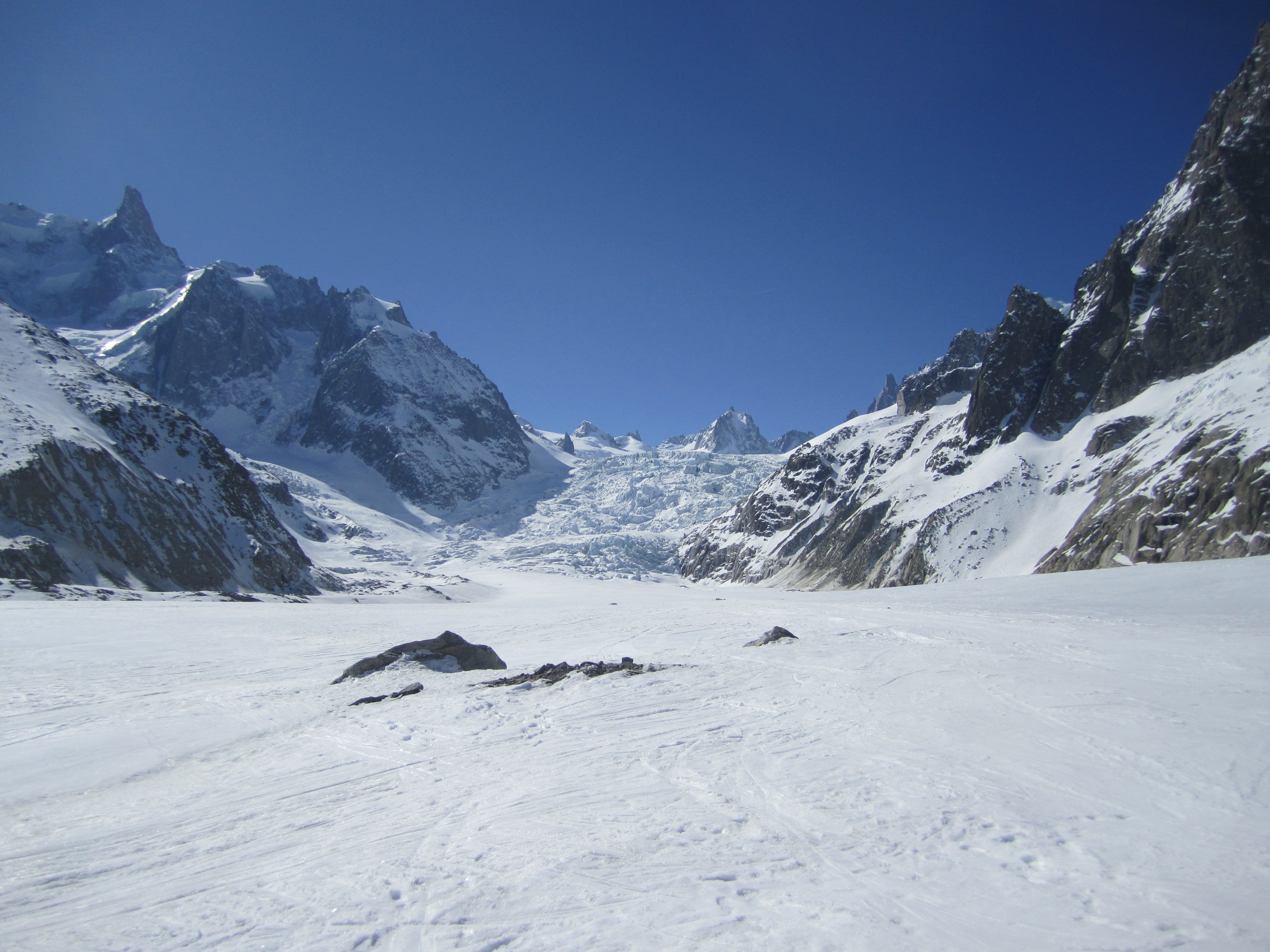 chamonix, tranquility, glacier, nature, environment, scenics - nature, sky, ski, 4K, landscape, white color, no people, cold temperature, tranquil scene, HD Wallpaper