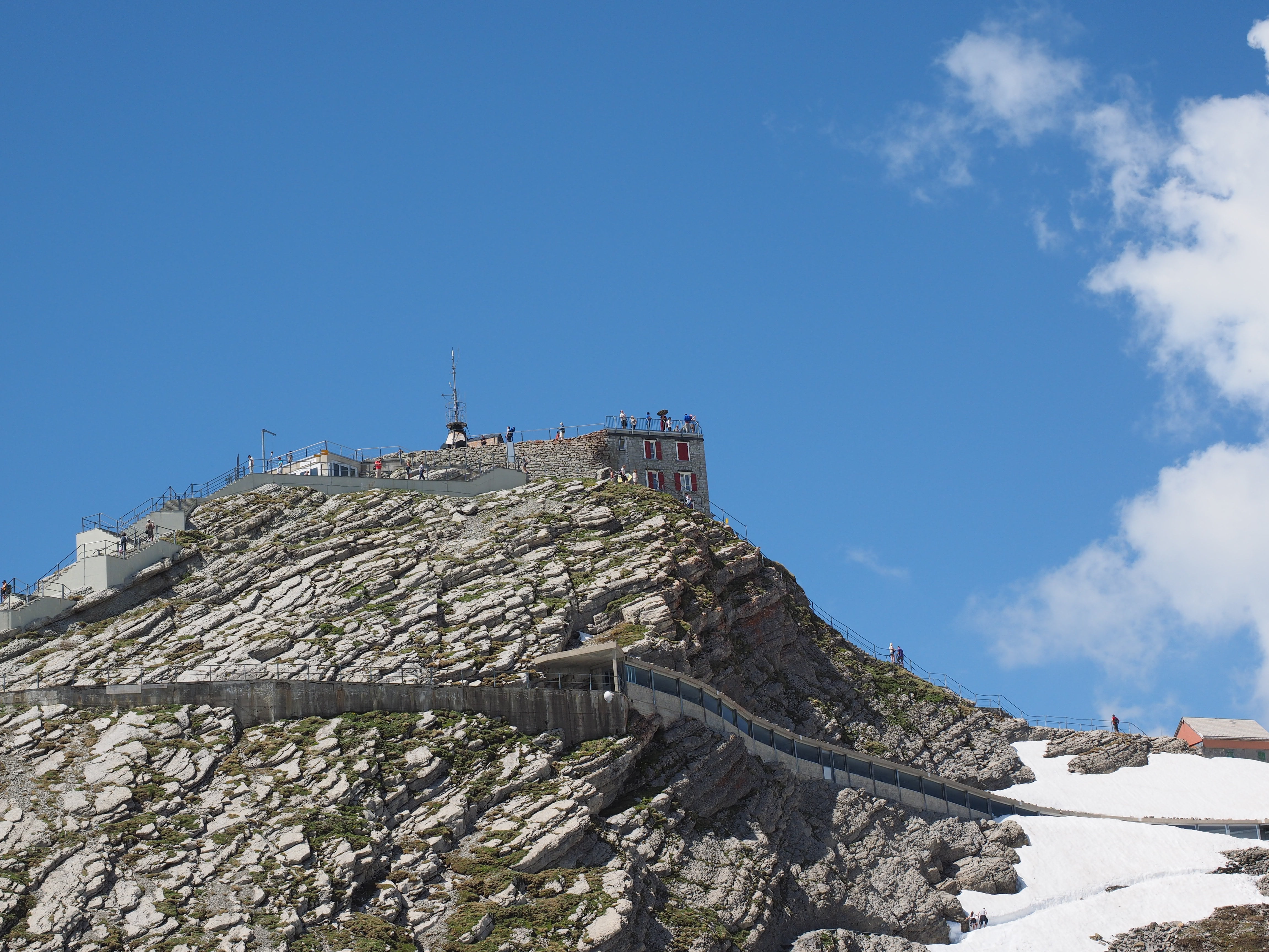 rock - object, scenics - nature, low angle view, sky, road, summit, cloud - sky, weather station, built structure, outdoors, mountain, building exterior, HD Wallpaper