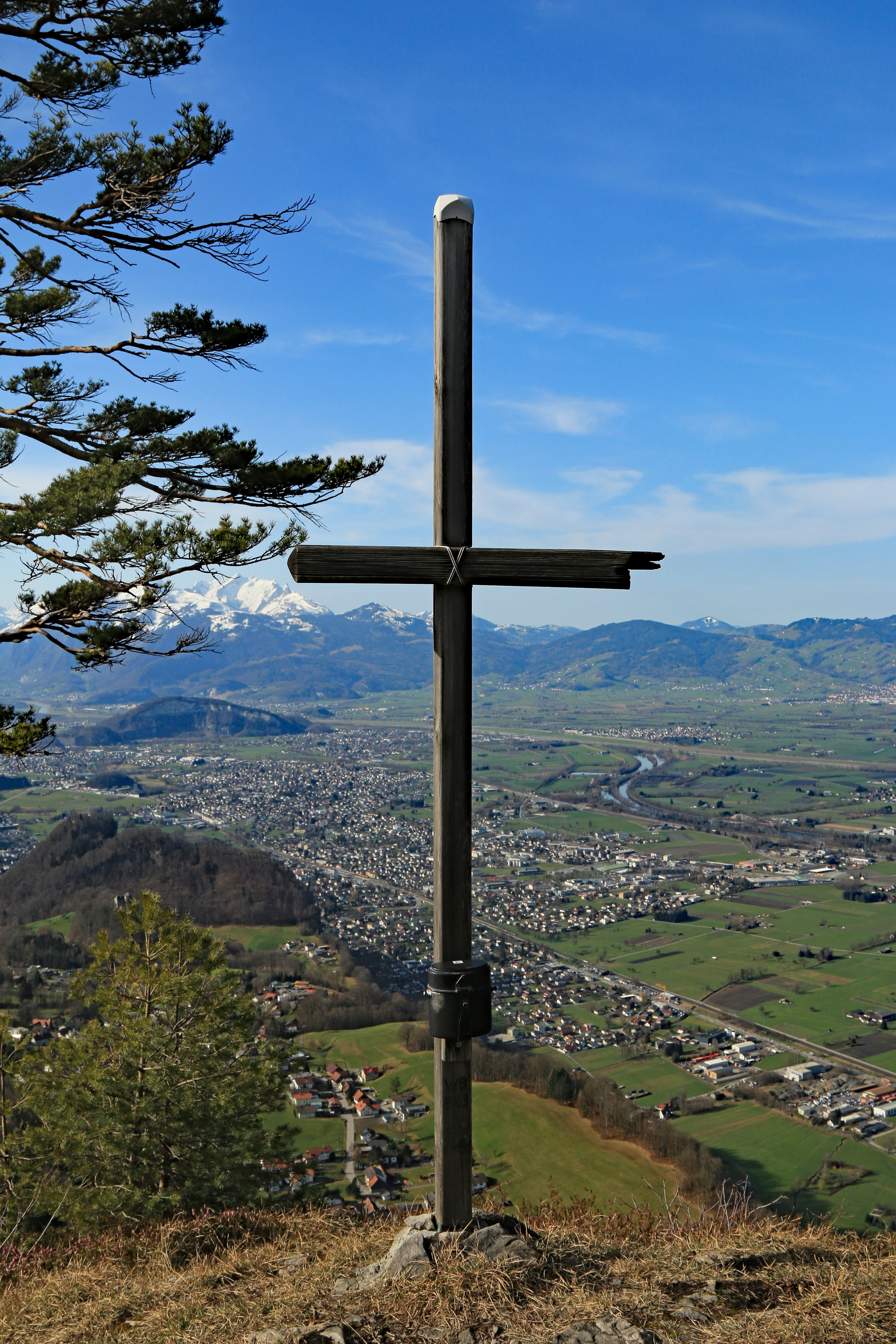 emsreute, tranquility, religion, tree, appenzell, landscape, view, hohenems, outdoors, on the go, beauty in nature, symbol, plant, snow, sky, cross, environment, Phone HD Wallpaper