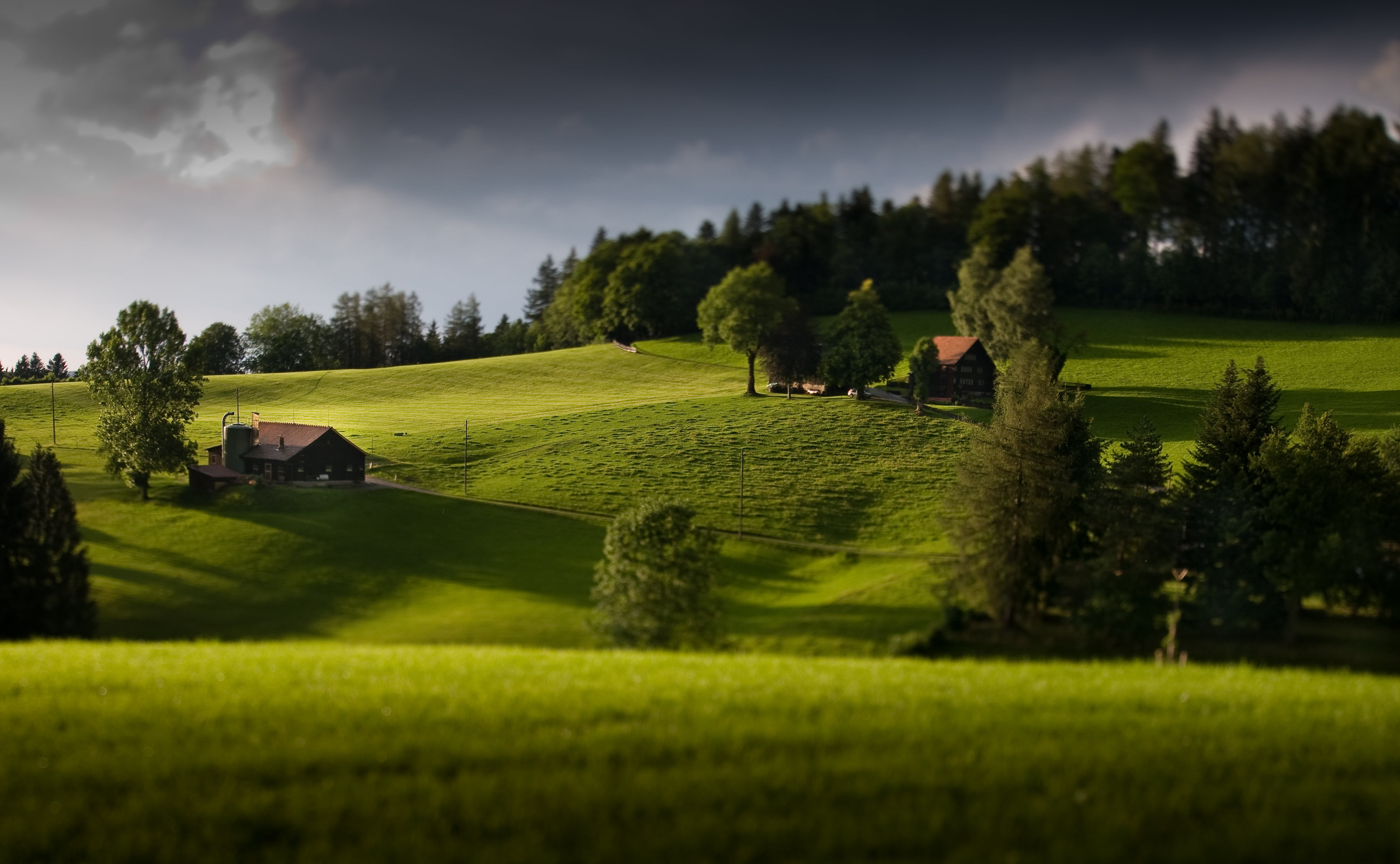 Architecture, scenics, green Color, real estate, rainfall, tree, nature, outdoors, PC, grass, Appenzell, house, photo, 4K, Switzerland, photography, Santis, HD Wallpaper