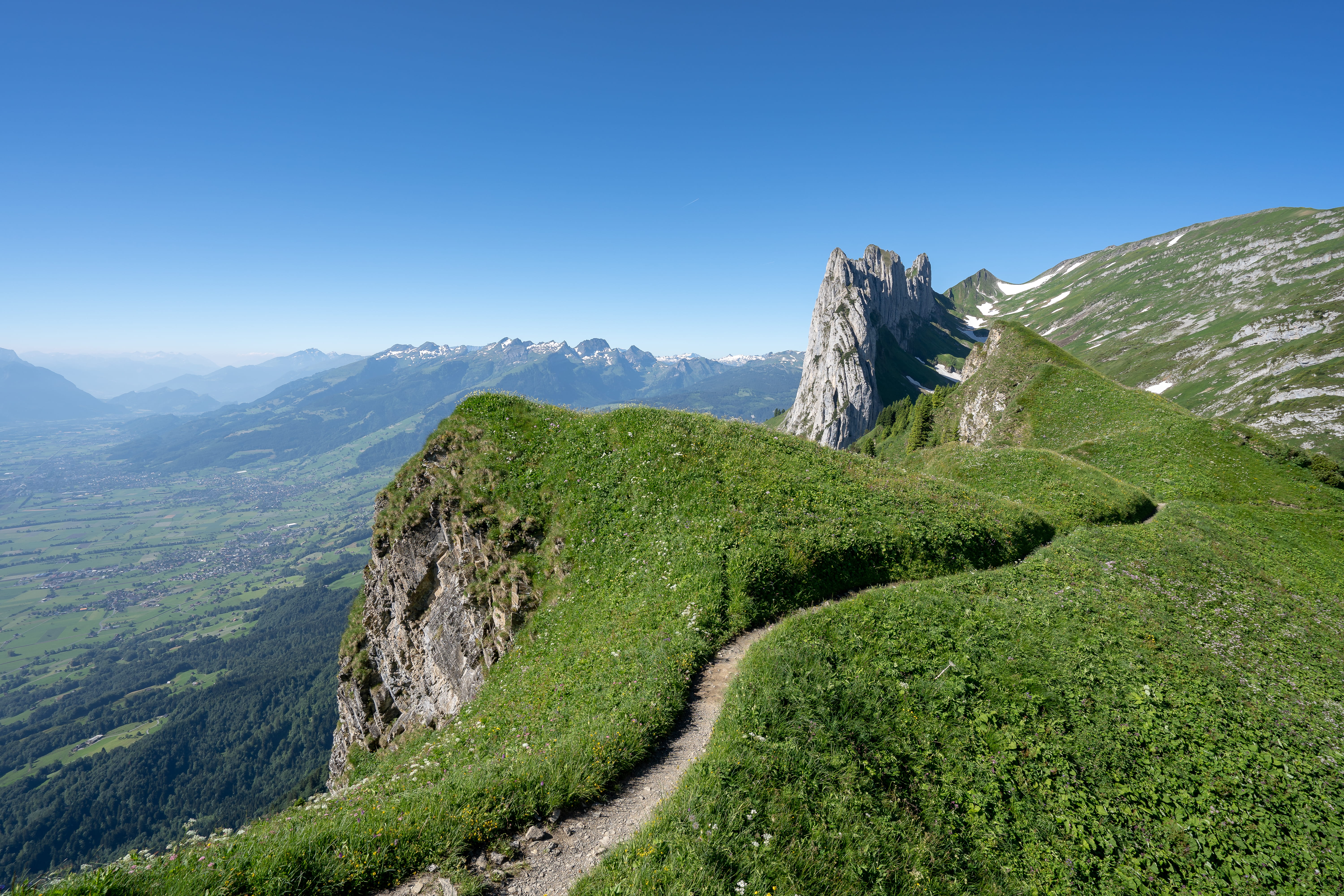 idyllic, tranquil scene, non-urban scene, no people, mountain, swiss, blue, outdoors, saxer lücke, nature, 5K, view, rüte, green color, appenzell, mountains, HD Wallpaper