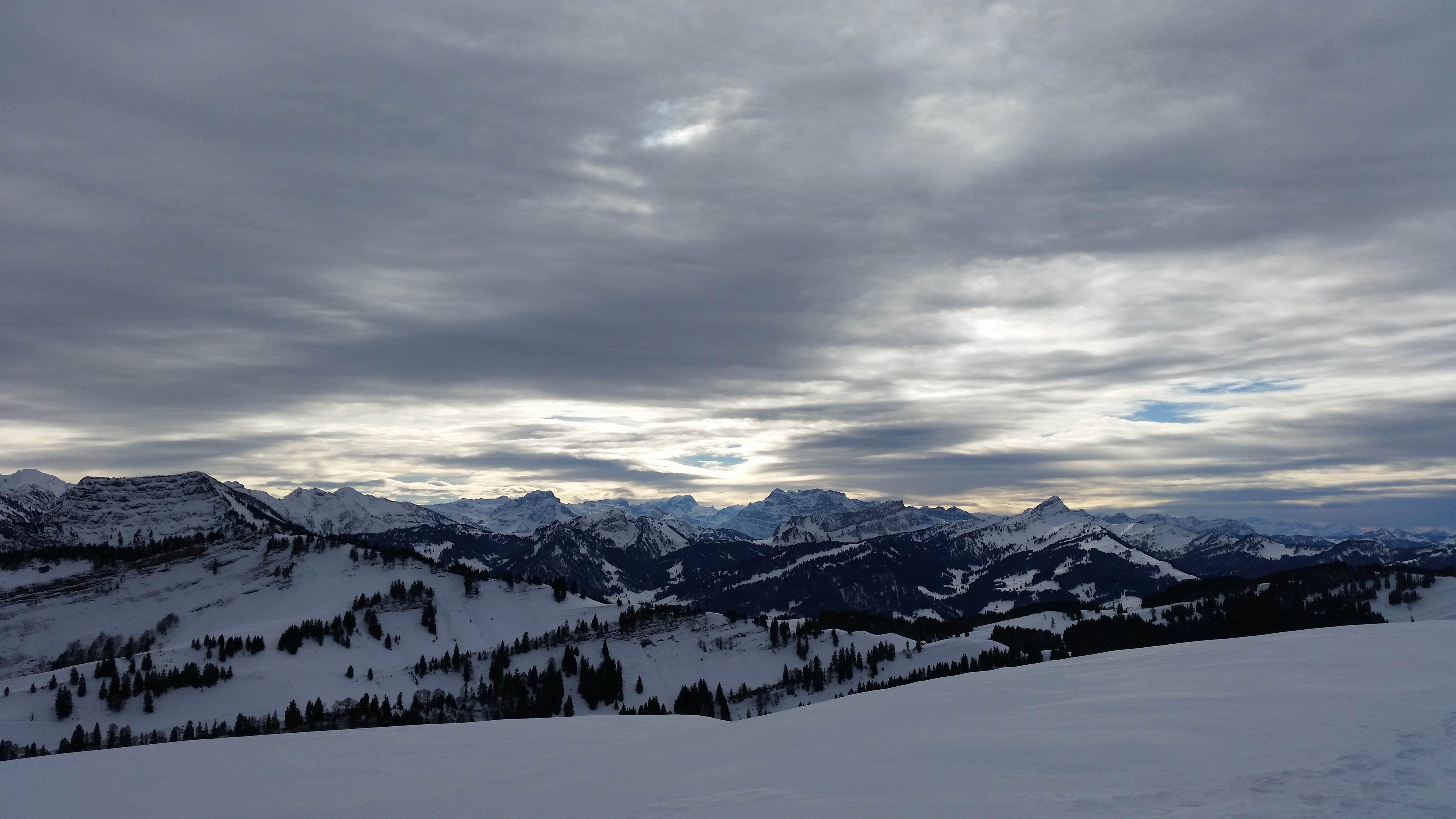 tranquility, sky, Panorama, beauty in nature, Mountain, Alpstein, mountain range, winter, no people, travel destinations, non-urban scene, scenics - nature, HD Wallpaper