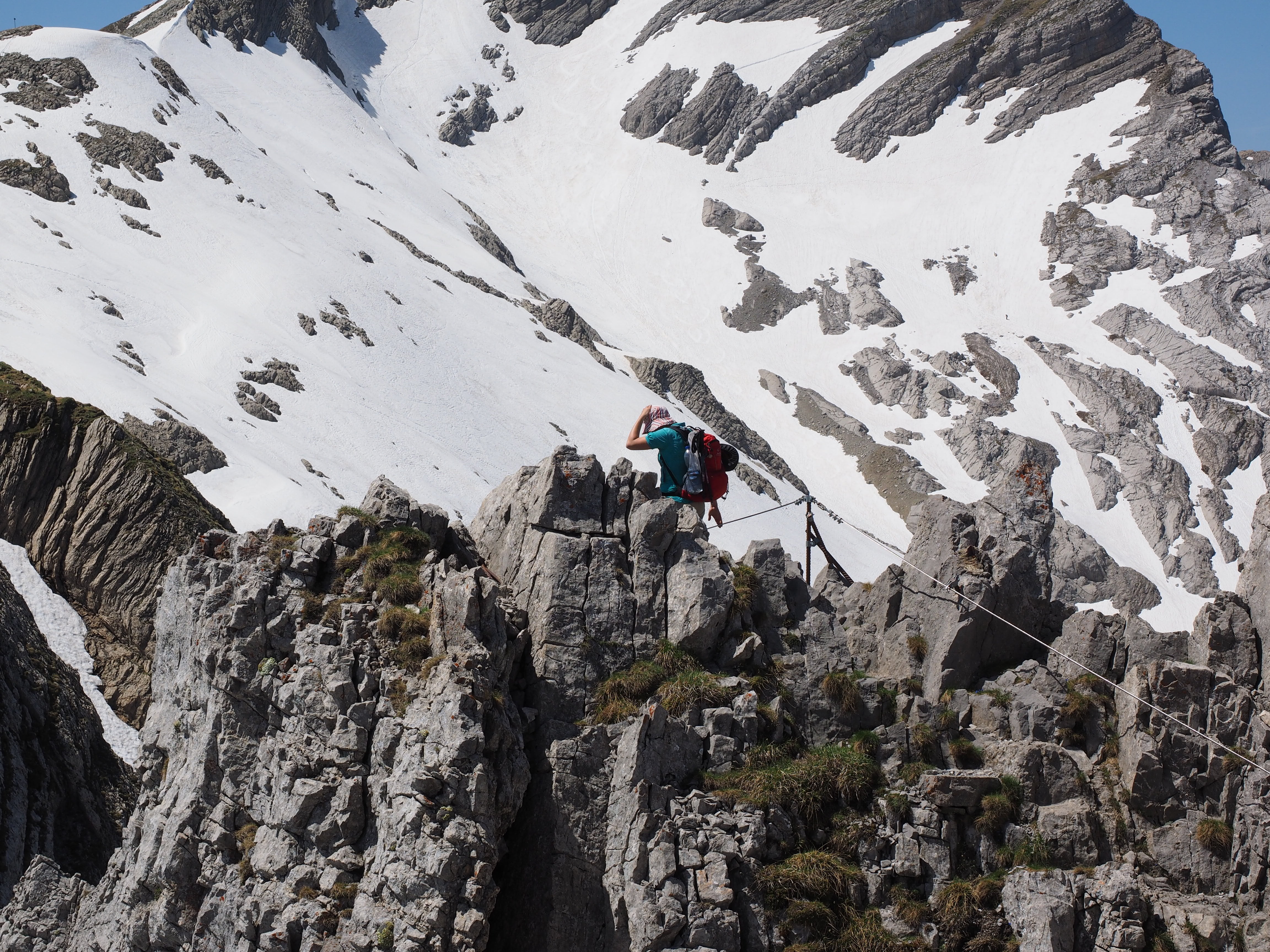 rock formation, rope, leisure activity, cold temperature, alpine, snowcapped mountain, outdoors, scheefelder, activity, scenics - nature, formation, people, HD Wallpaper