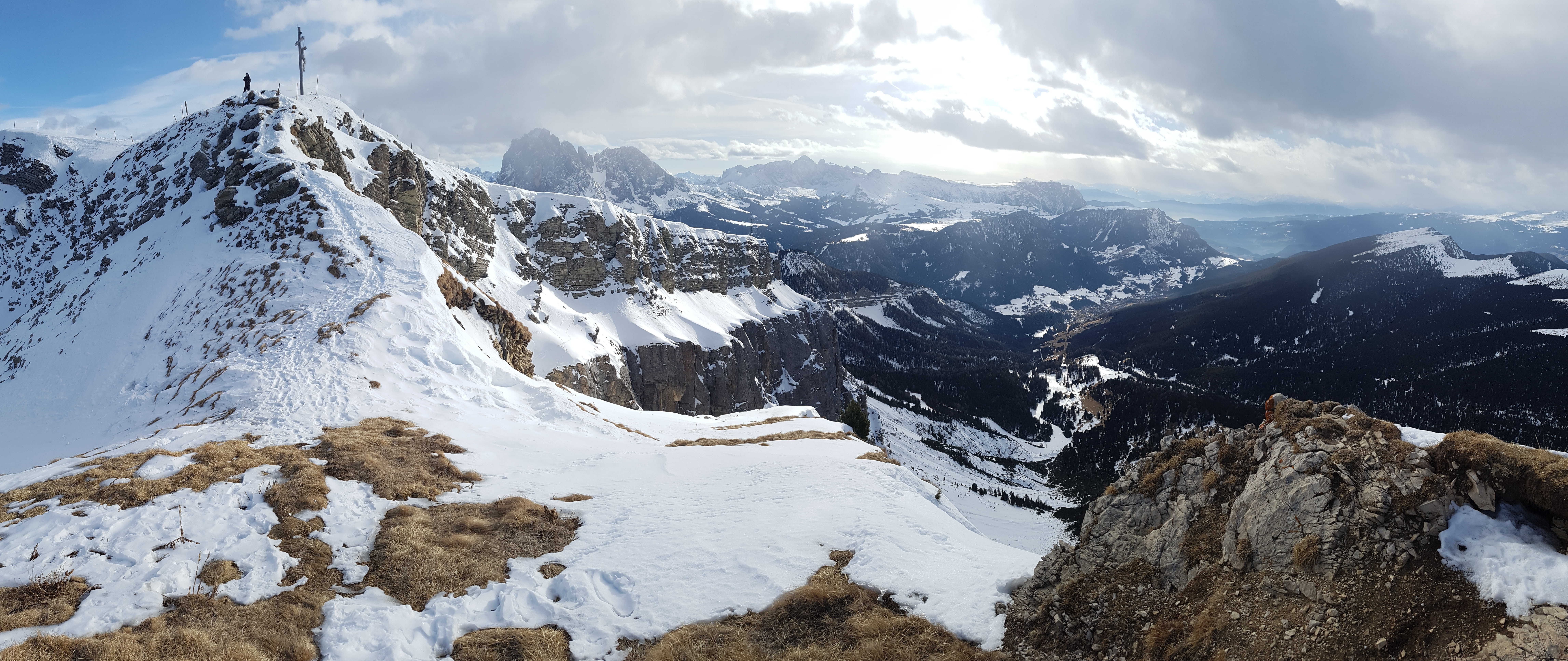 snow, sky, beauty in nature, landscape, dom, cold temperature, cloud - sky, outdoor, val gardena, environment, snowcapped mountain, mountain range, travel, HD Wallpaper