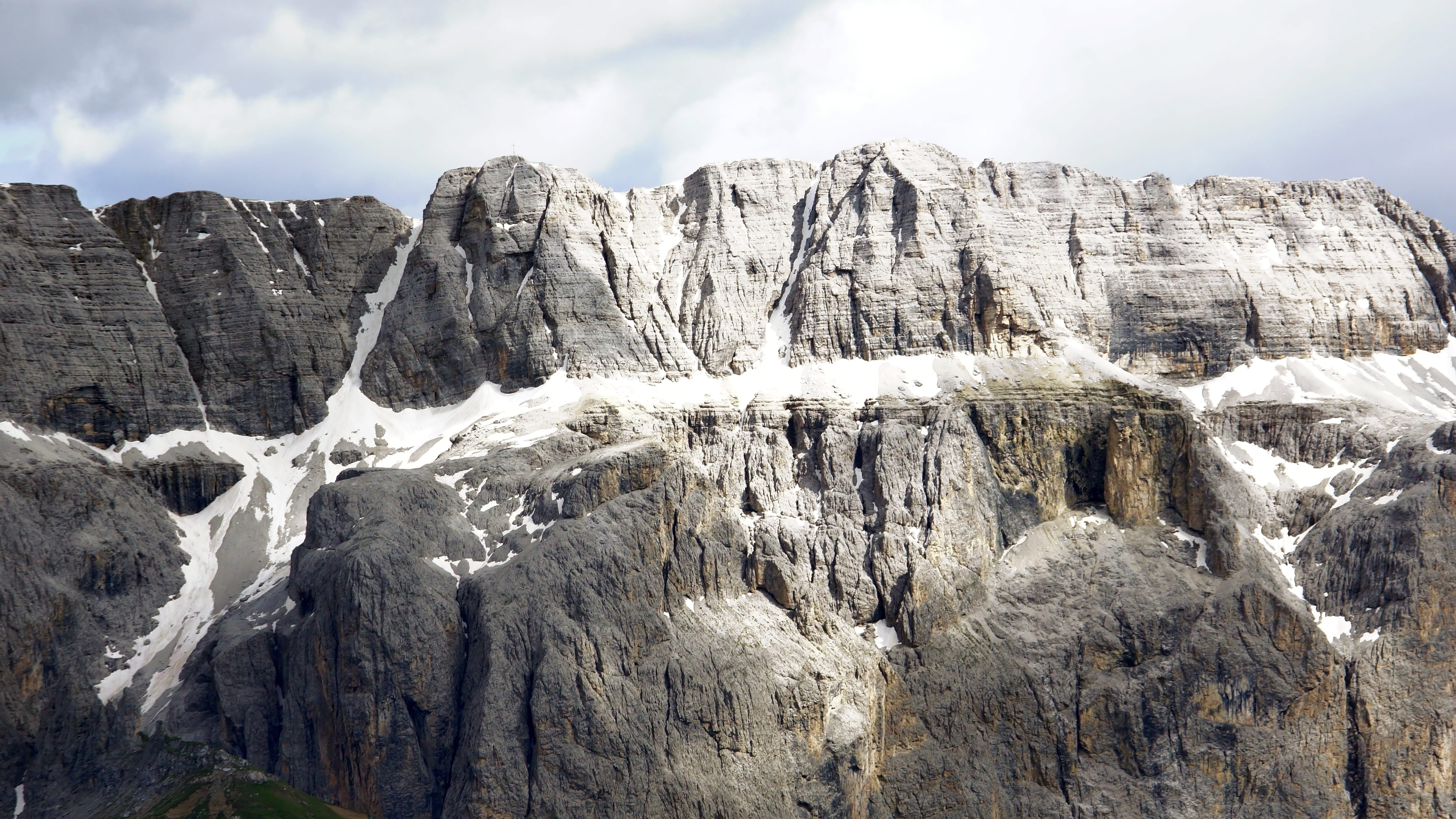 italy, gardena pass, mountain peak, outdoors, ice, 5K, snow, rock, mountain, valley, no people, tranquility, beauty in nature, crest, nature, winter, cloud - sky, HD Wallpaper