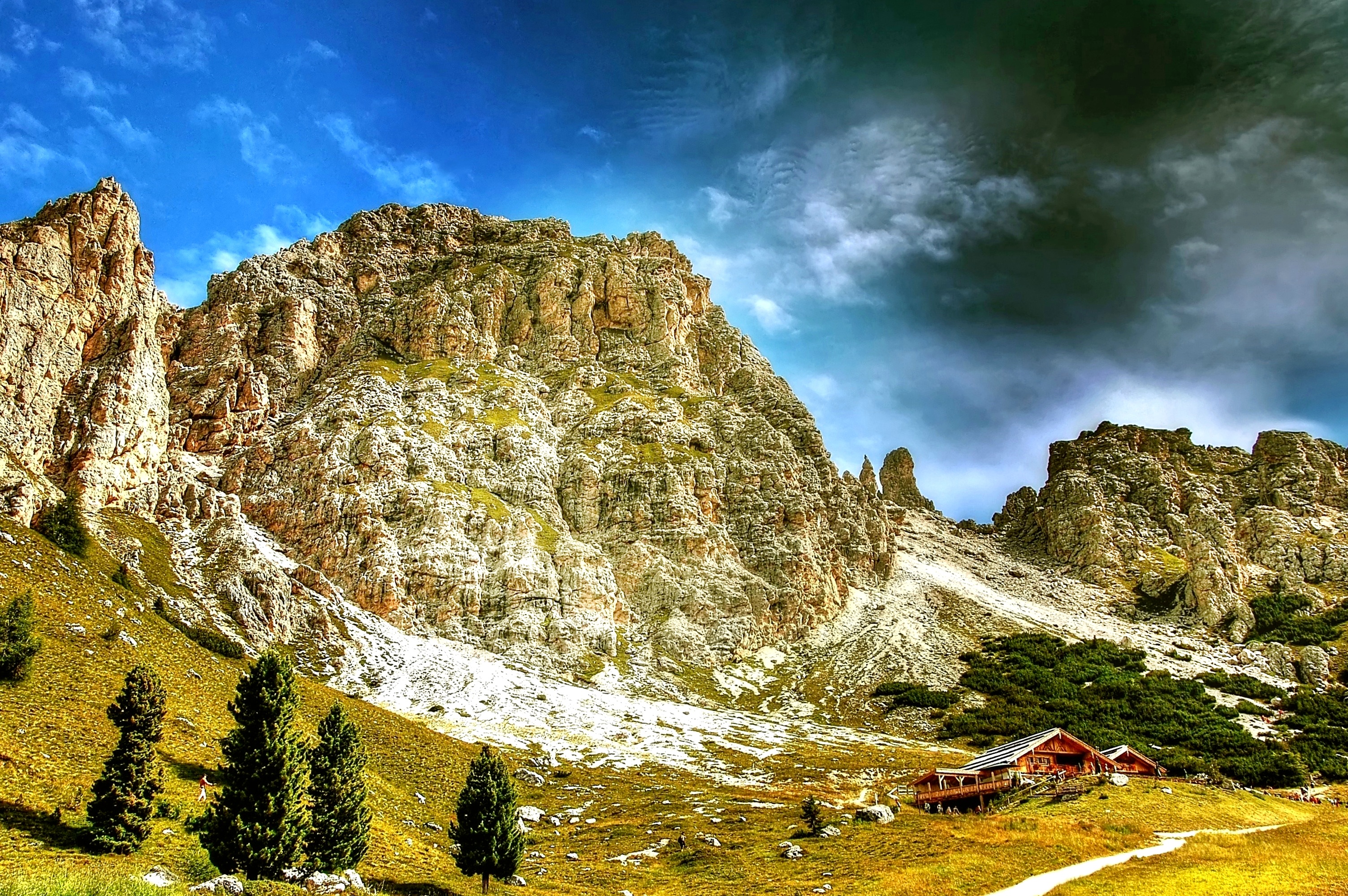 mountain, tranquil scene, non-urban scene, scenics - nature, day, nature, italy, cir tips, environment, travel, rock, tranquility, clouds, mountains, south tyrol, HD Wallpaper