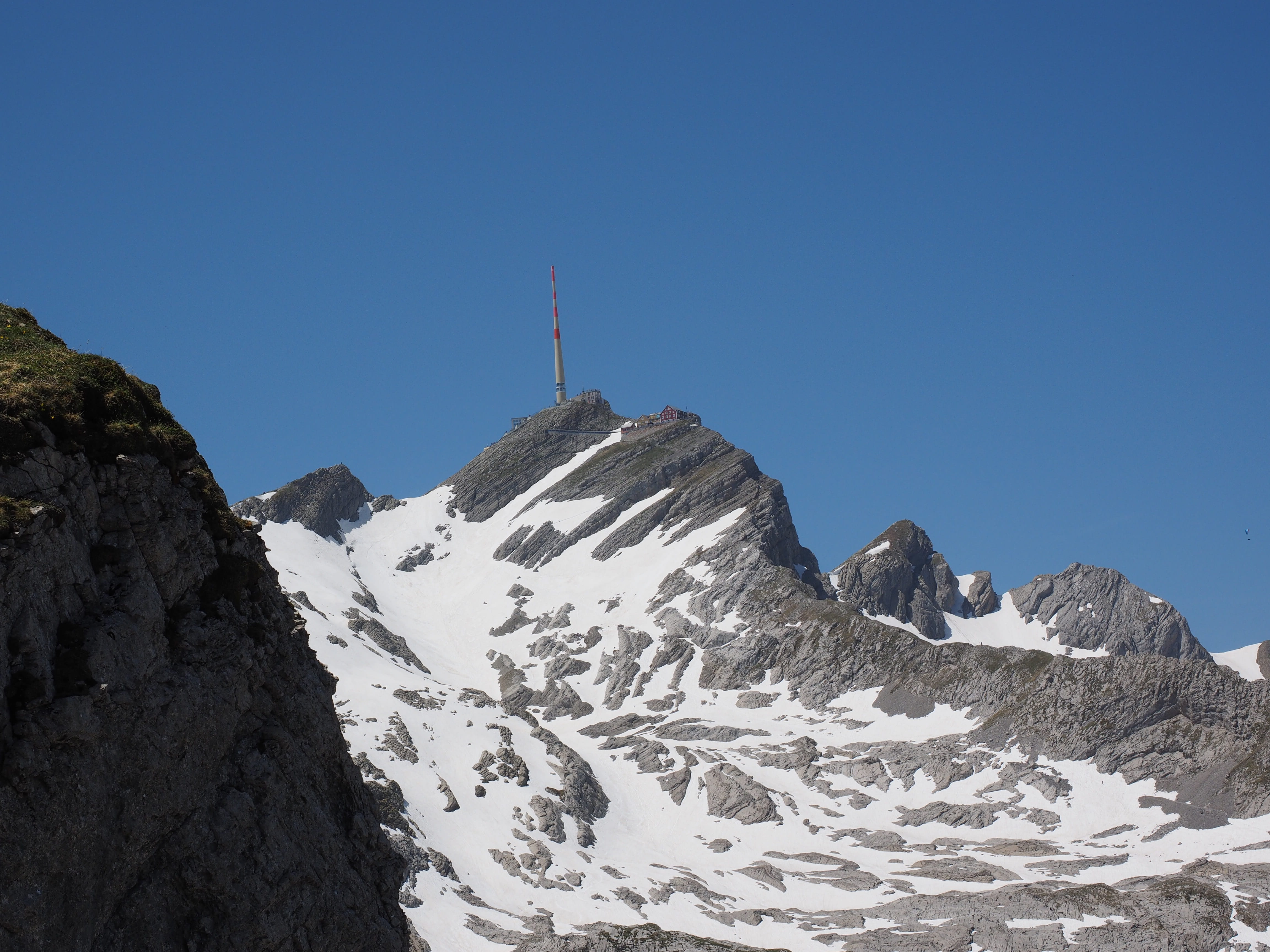 formation, Säntis, blue, no people, tranquil scene, mountain station, mountain range, landscape, beauty in nature, day, great, swisscom broadcast, rock, HD Wallpaper