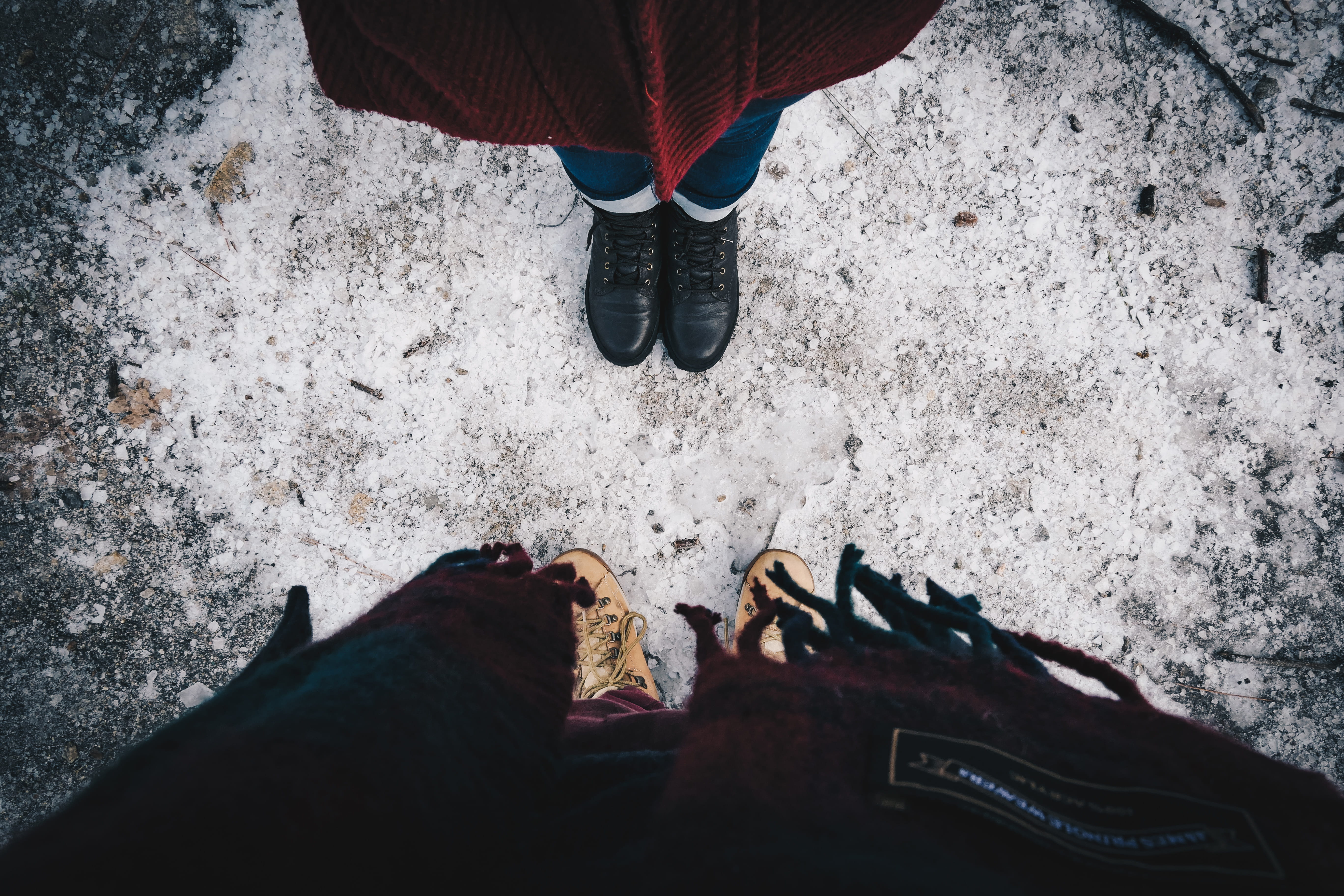 winter, sandal, shoe, snow, unrecognizable person, clothing, footwear, high angle view, united states, real people, two, body part, wearing, day, warm clothing, HD Wallpaper