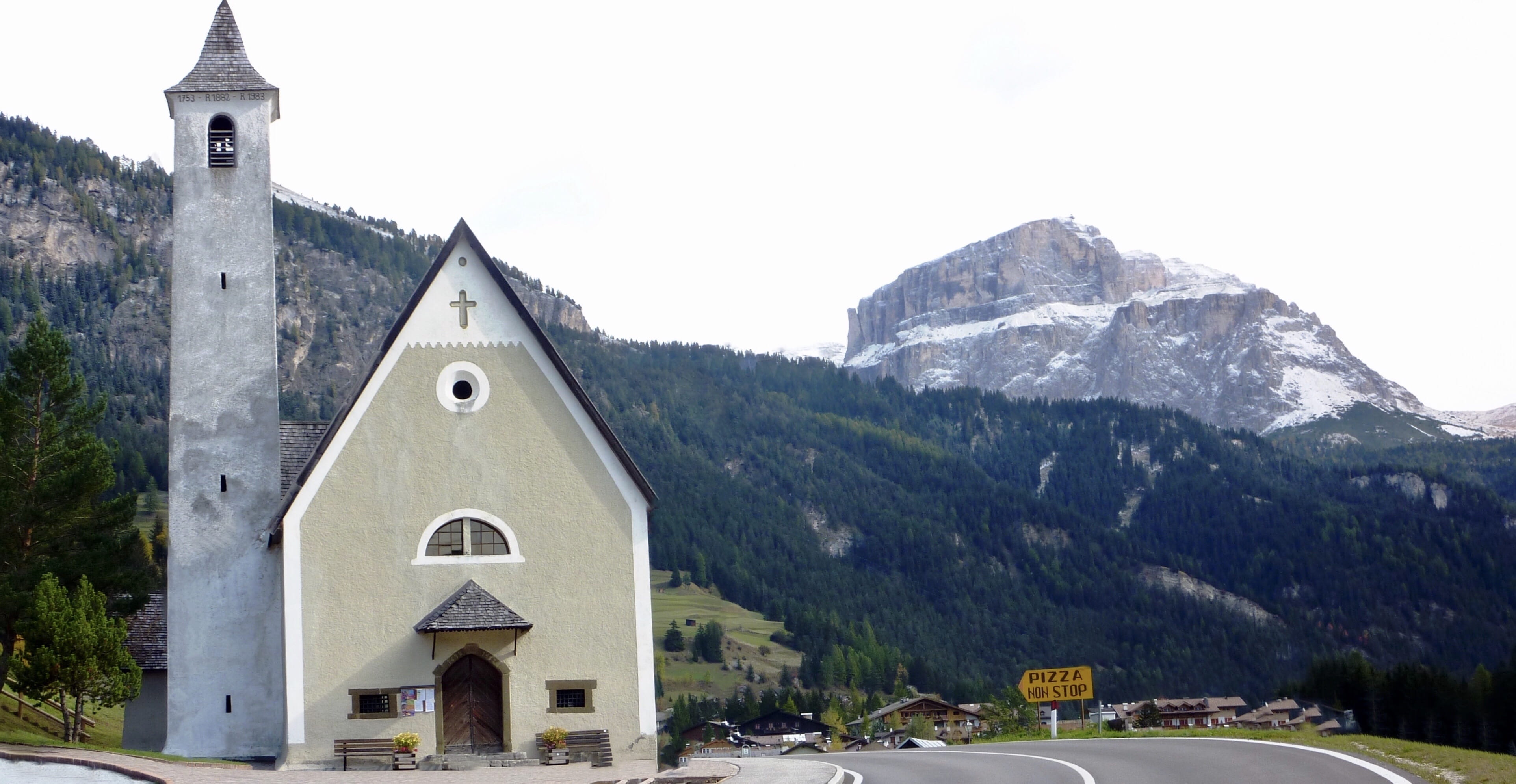 day, church, tower, belief, sky, architecture, building exterior, alto adige, outdoors, nature, cross, building, spire, travel destinations, italy, 4K, HD Wallpaper