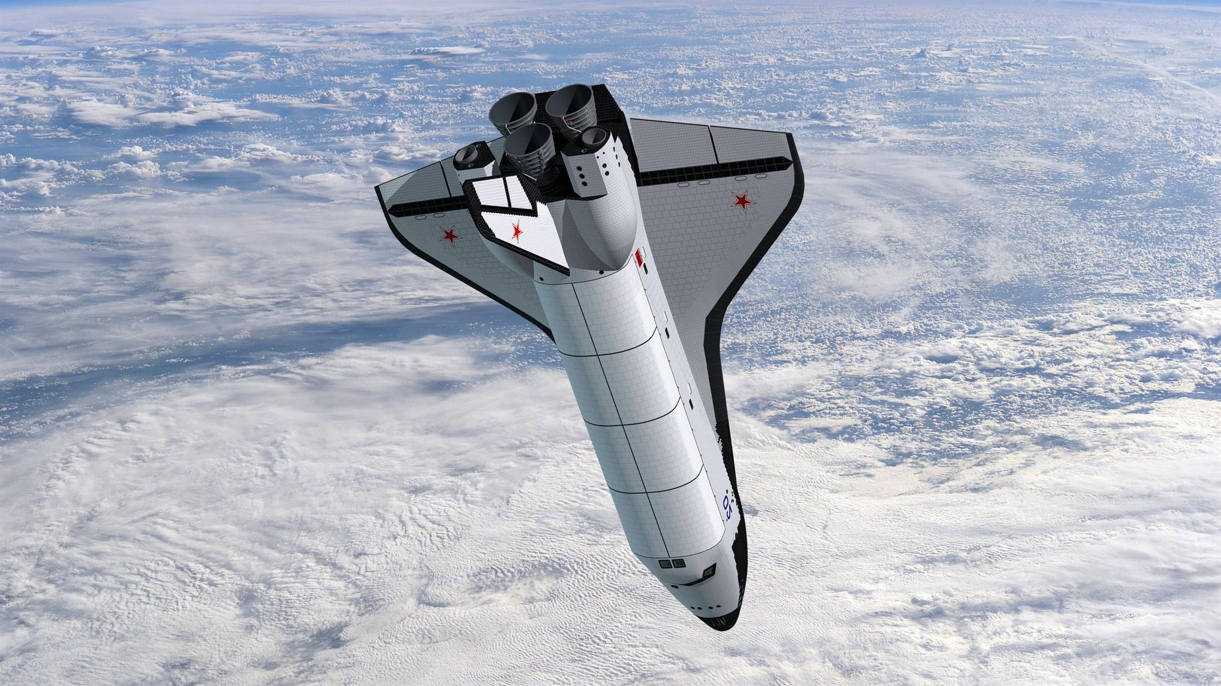 planet, flying, plane, cloud - sky, day, aerospace industry, technology, sky, 1080P, motion, no people, digital art, Buran, orbits, high angle view, Earth, HD Wallpaper
