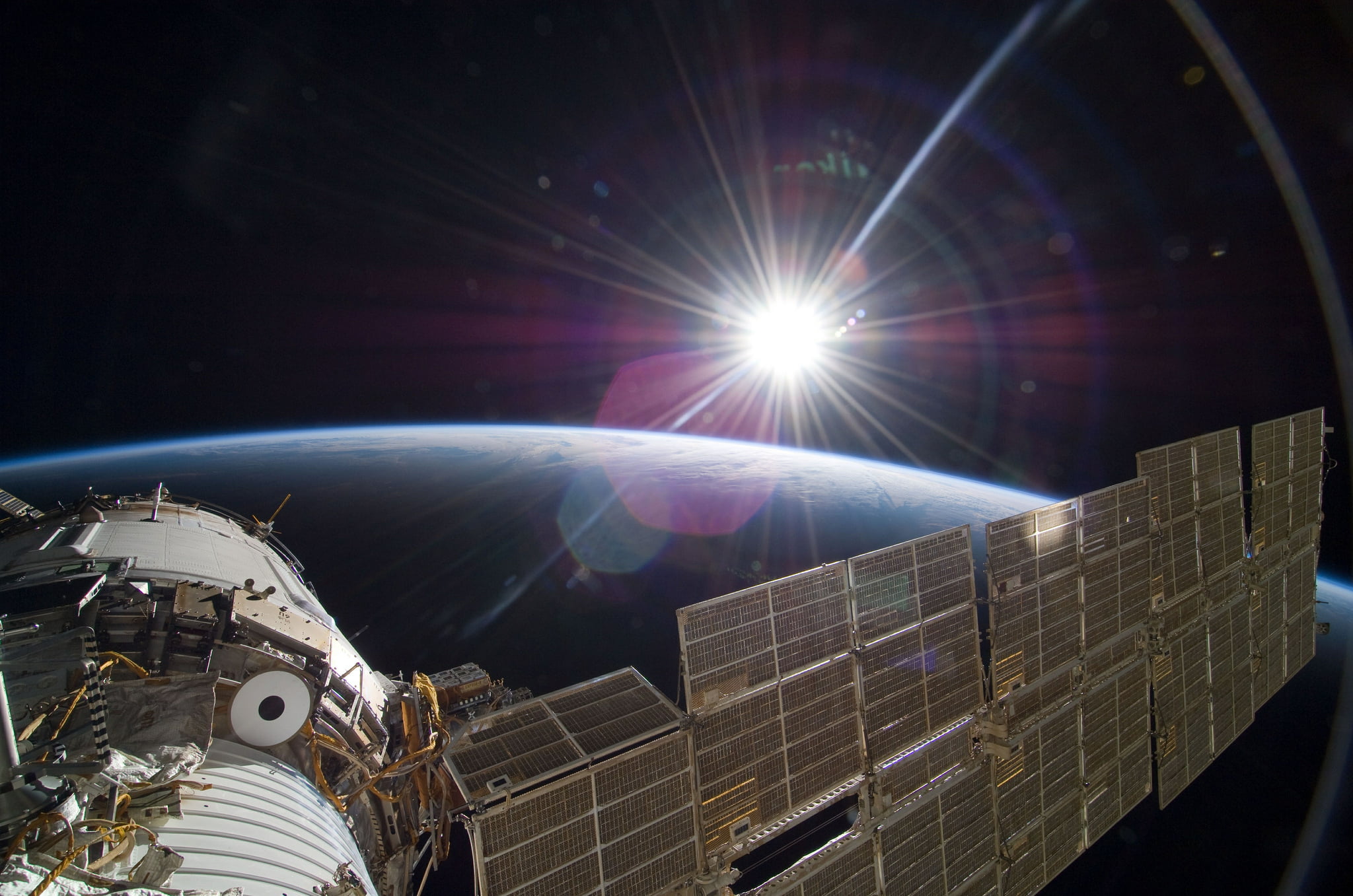manned, Union, TMA-7, ship, space, 1080P, Earth, the sun, HD Wallpaper